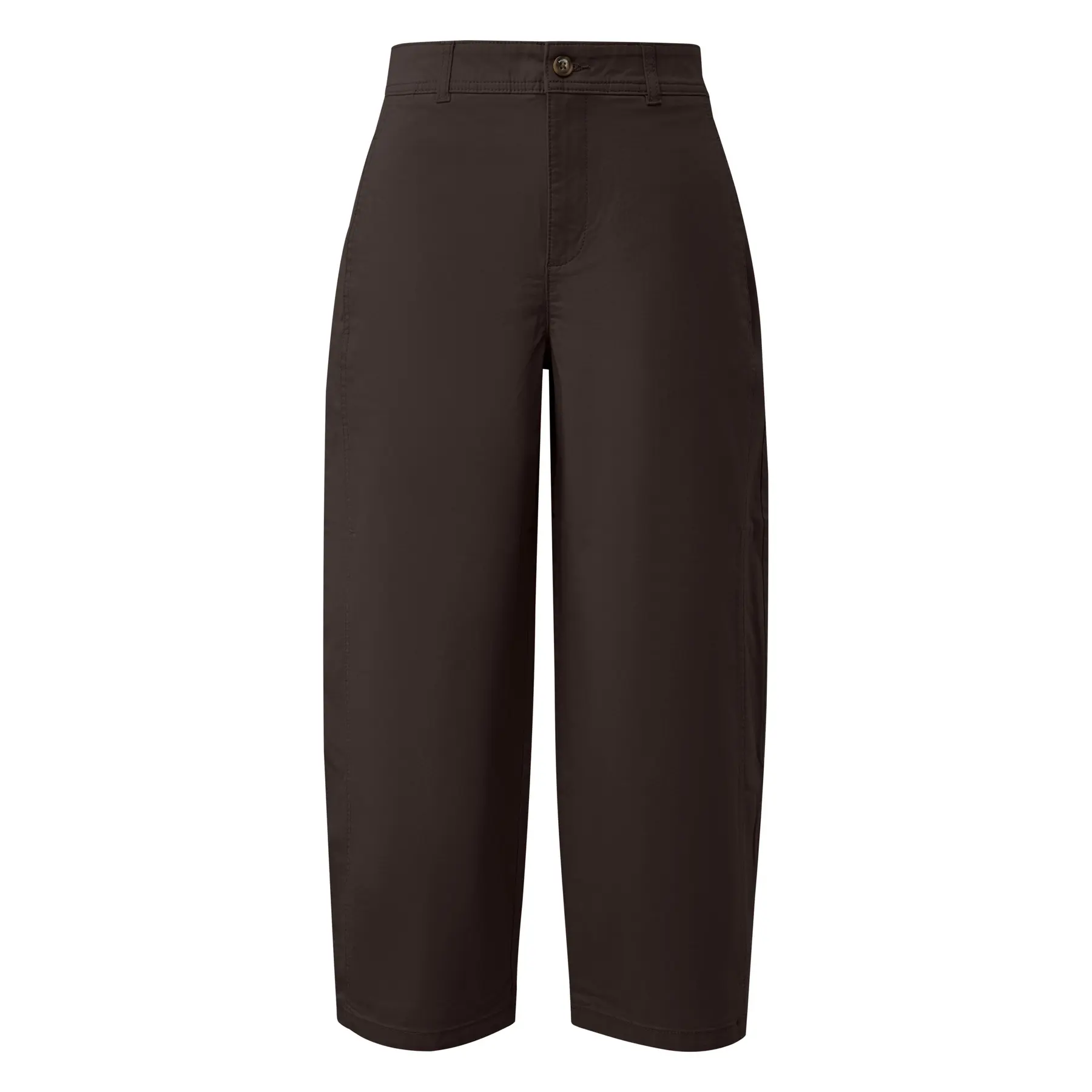 Pantaloni culotte-hose taglio comfort gamba affusolata e pieghe vita alta colore cioccolato donna