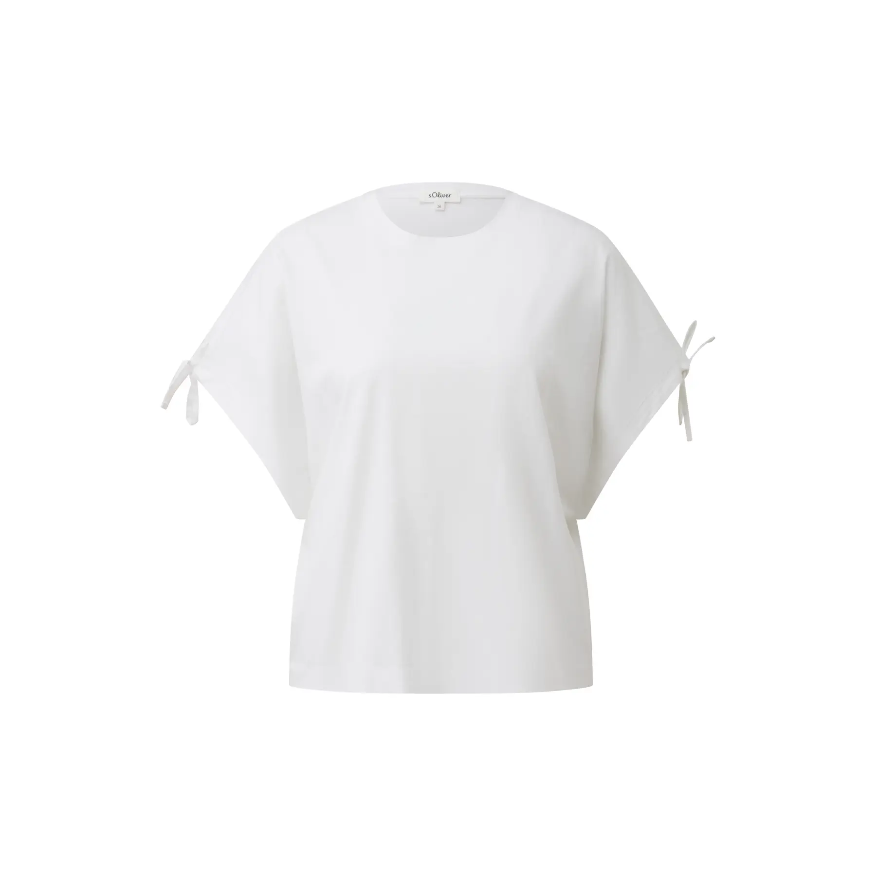 Damen T-Shirt aus weichem Baumwollmaterial mit Fledermausärmeln und Kordelzug s.Oliver