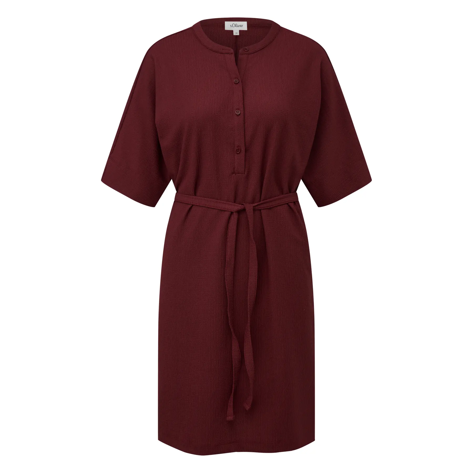Strukturierte Jersey-Kleid mit Gürtel und Knopfleiste Damen s.Oliver