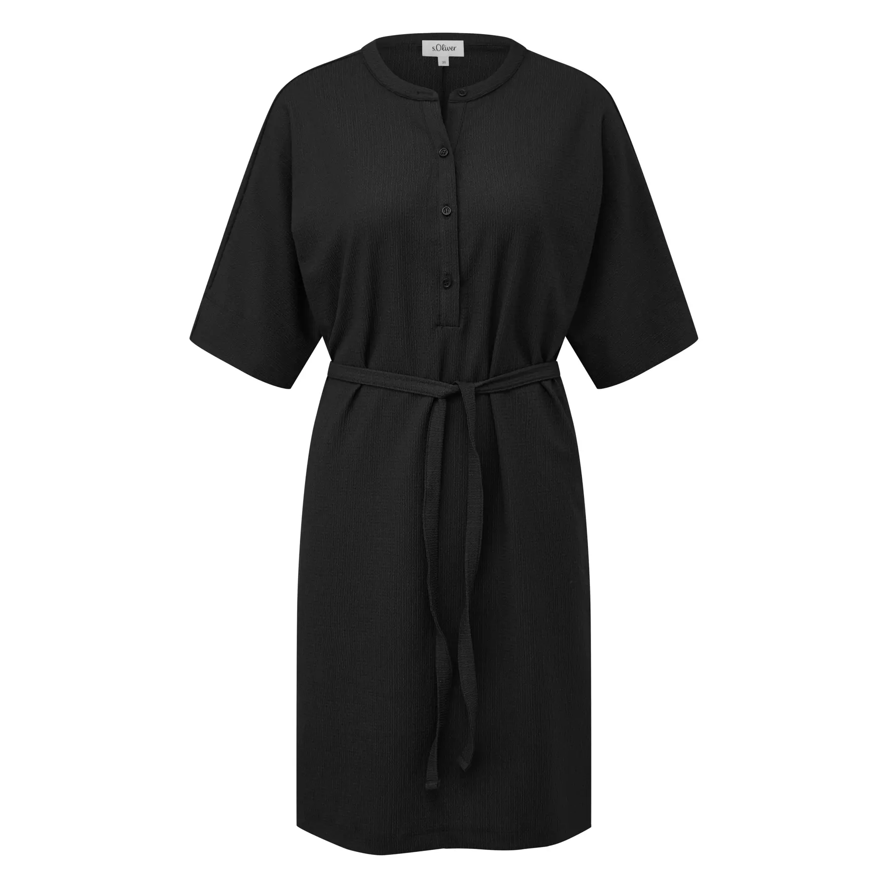 Strukturierte Jersey-Kleid mit Gürtel und Knopfleiste Damen s.Oliver