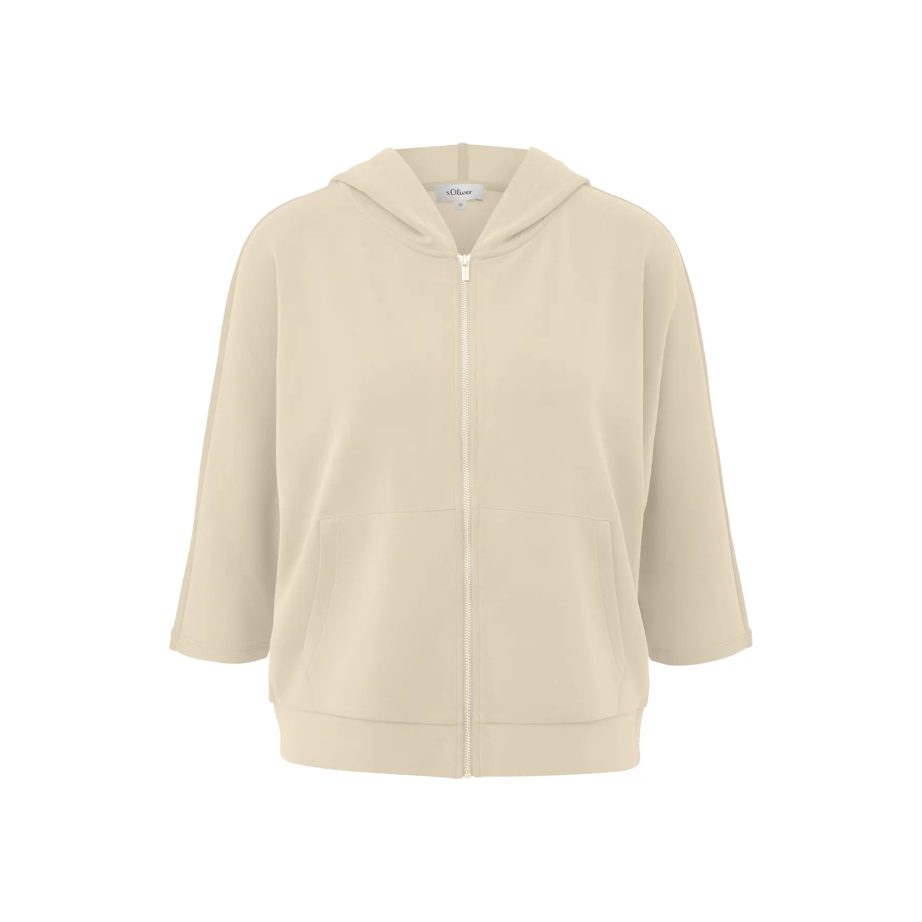 Kurzarm-Hoodie aus Modal-Scuba-Mischung mit Kängurutasche Damen s.Oliver