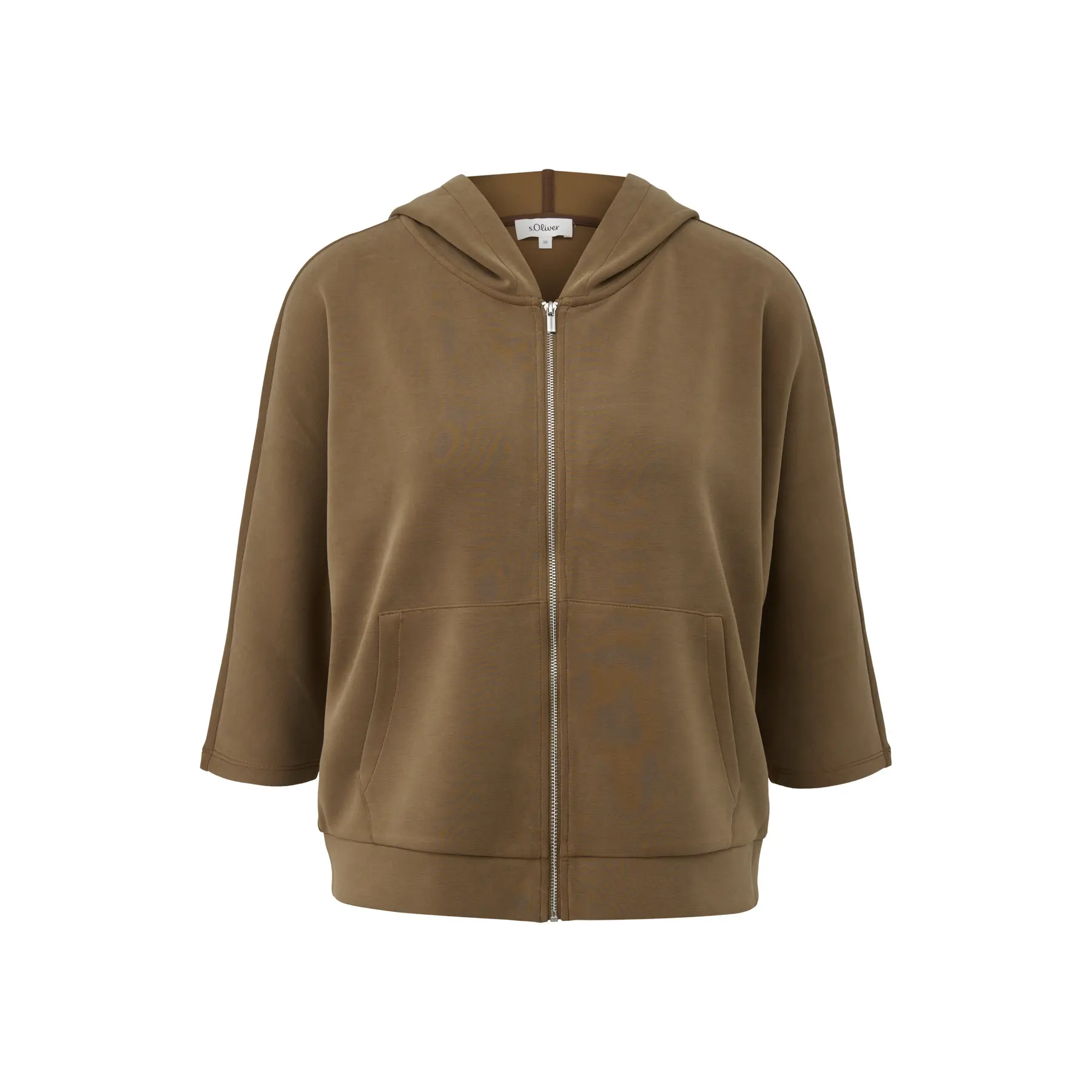 Kurzarm-Hoodie aus Modal-Scuba-Mischung mit Kängurutasche Damen s.Oliver