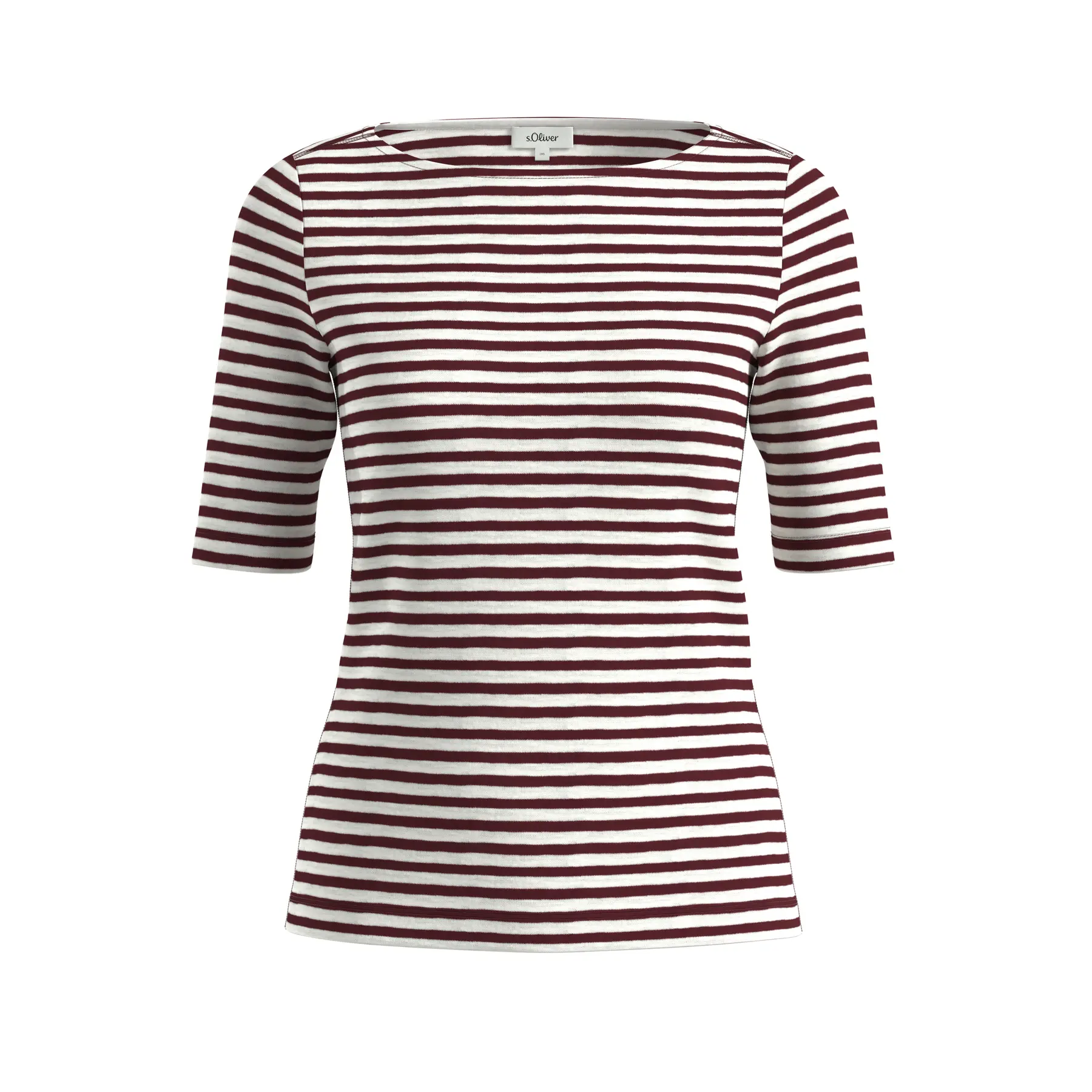 Gestreifter Flammengarn T-Shirt Enger Schnitt Boot-Ausschnitt Damen s.Oliver