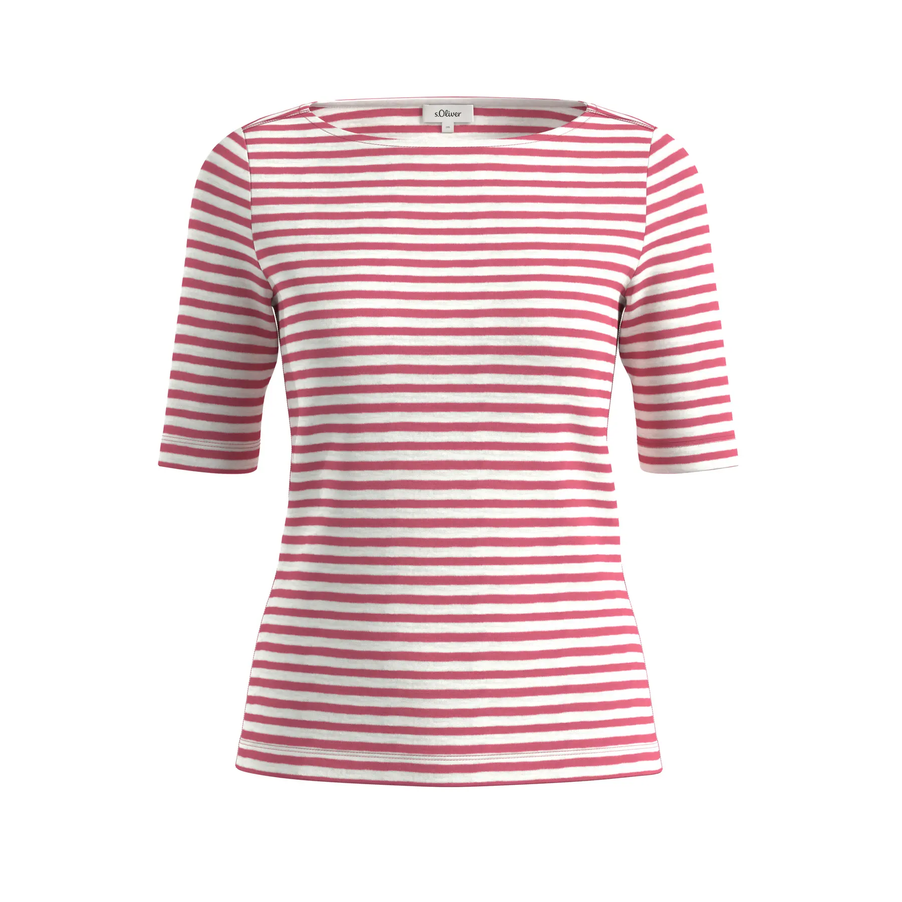 Gestreifter Flammengarn T-Shirt Enger Schnitt Boot-Ausschnitt Damen s.Oliver