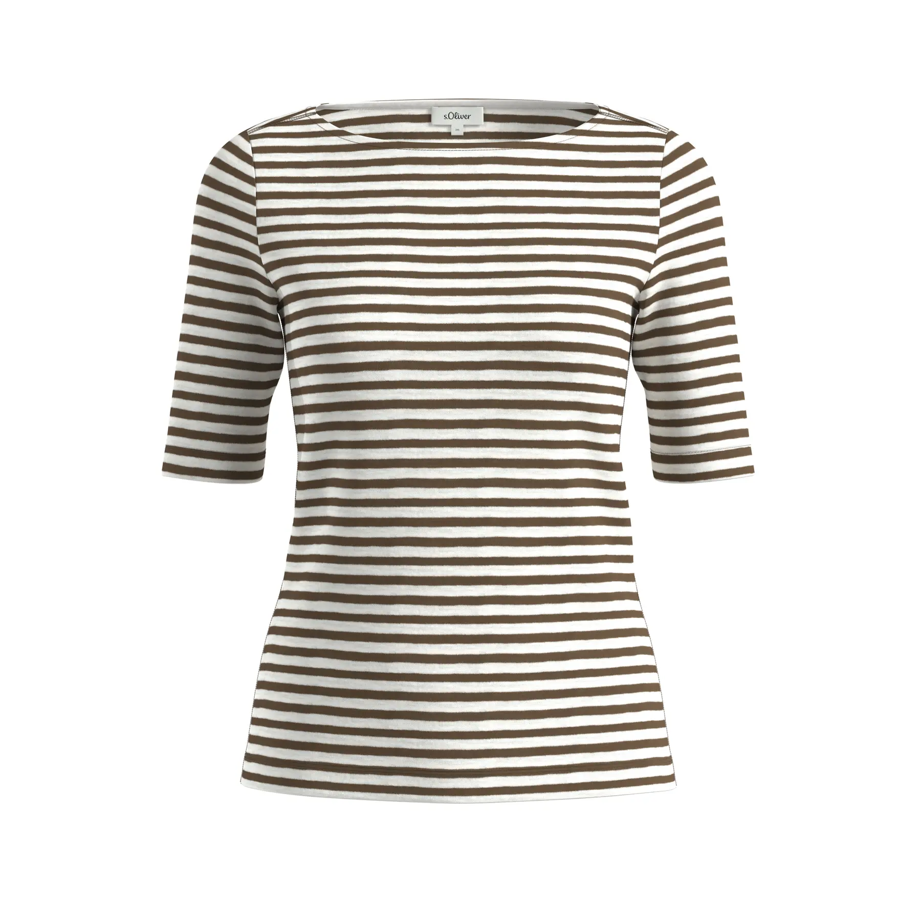 Gestreifter Flammengarn T-Shirt Enger Schnitt Boot-Ausschnitt Damen s.Oliver