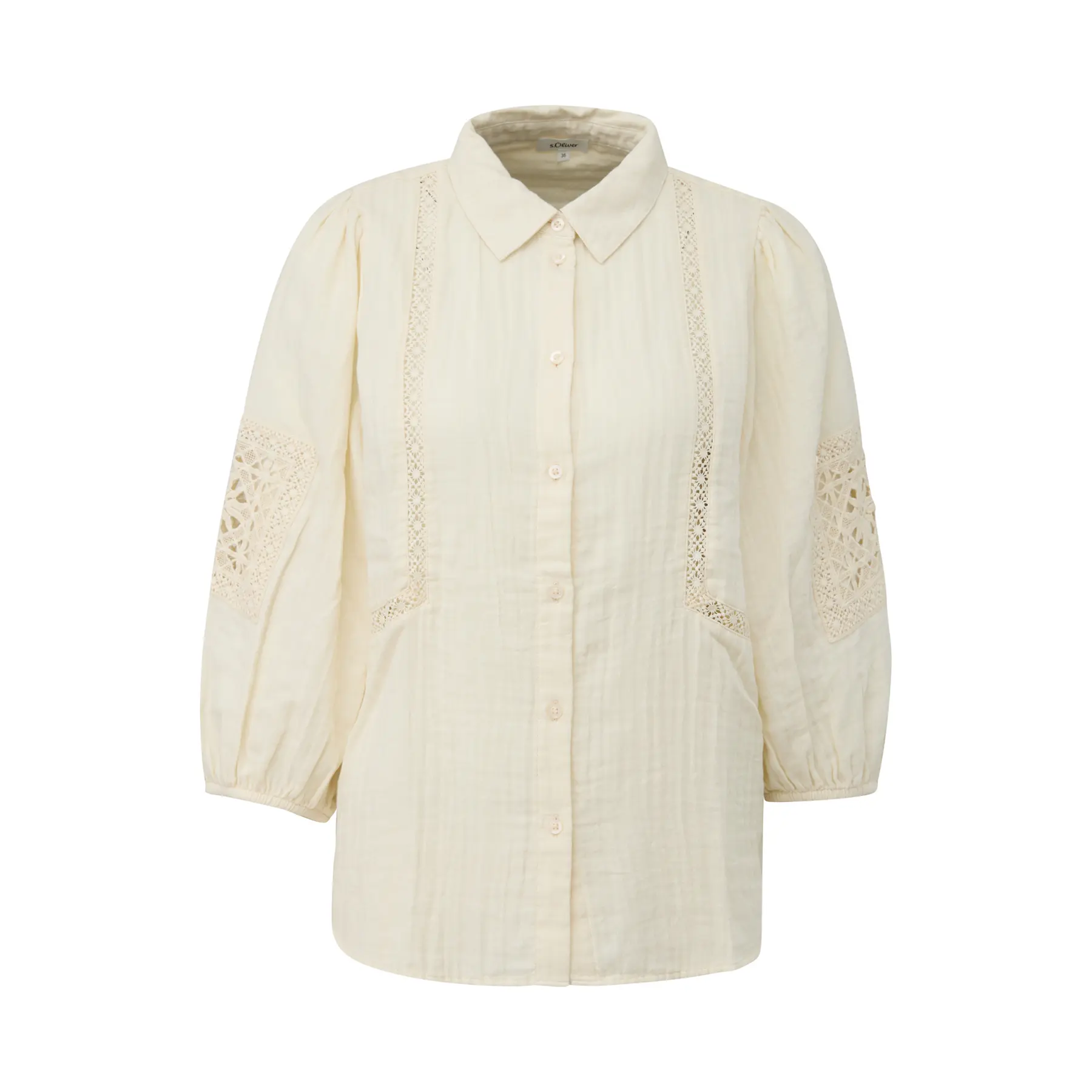 Damen Bluse aus Baumwollmischung lockerer Schnitt 3/4-Ärmel und Falten s.Oliver