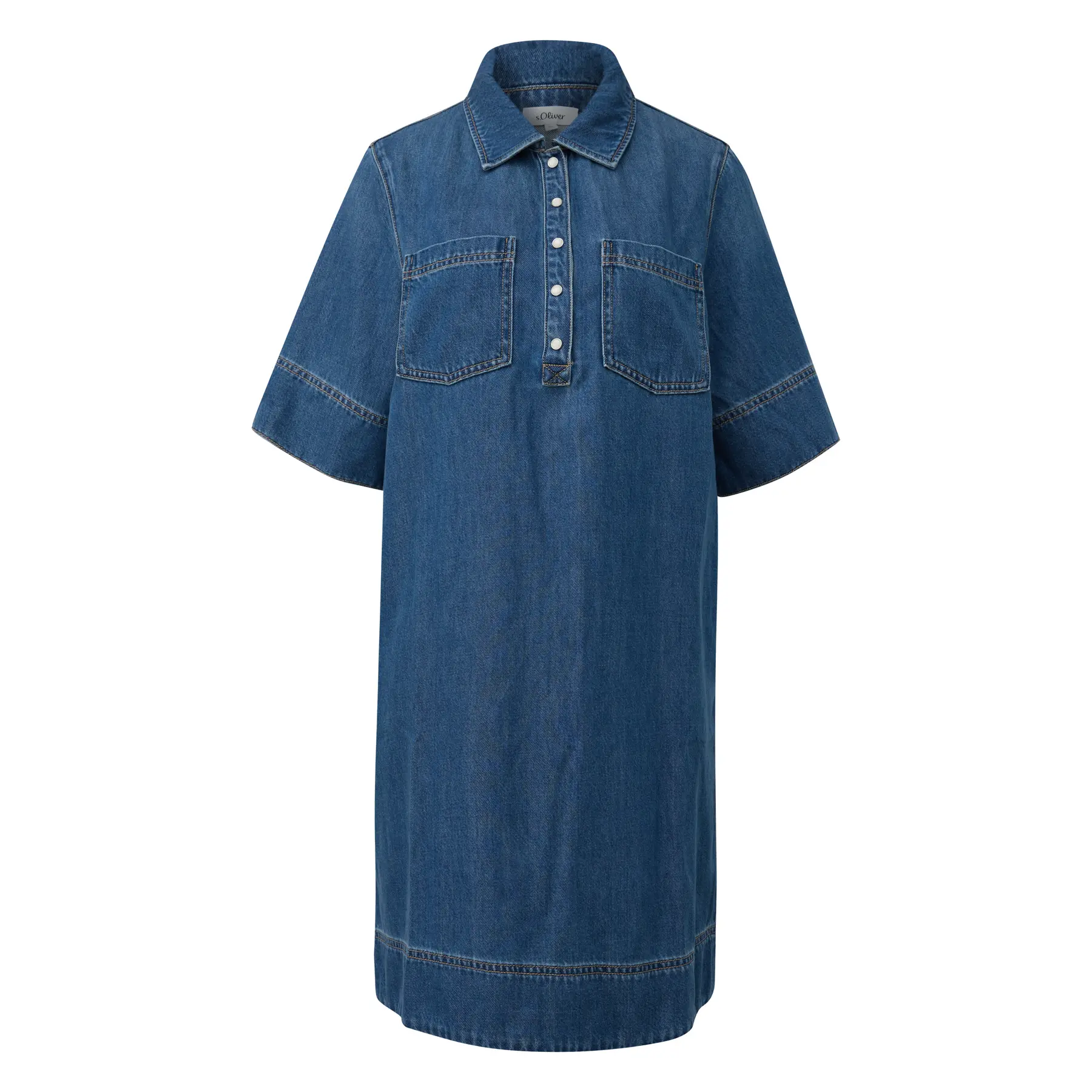 Kurzes Kleid mit umgeschlagenem Kragen weit geschnitten Damen s.Oliver