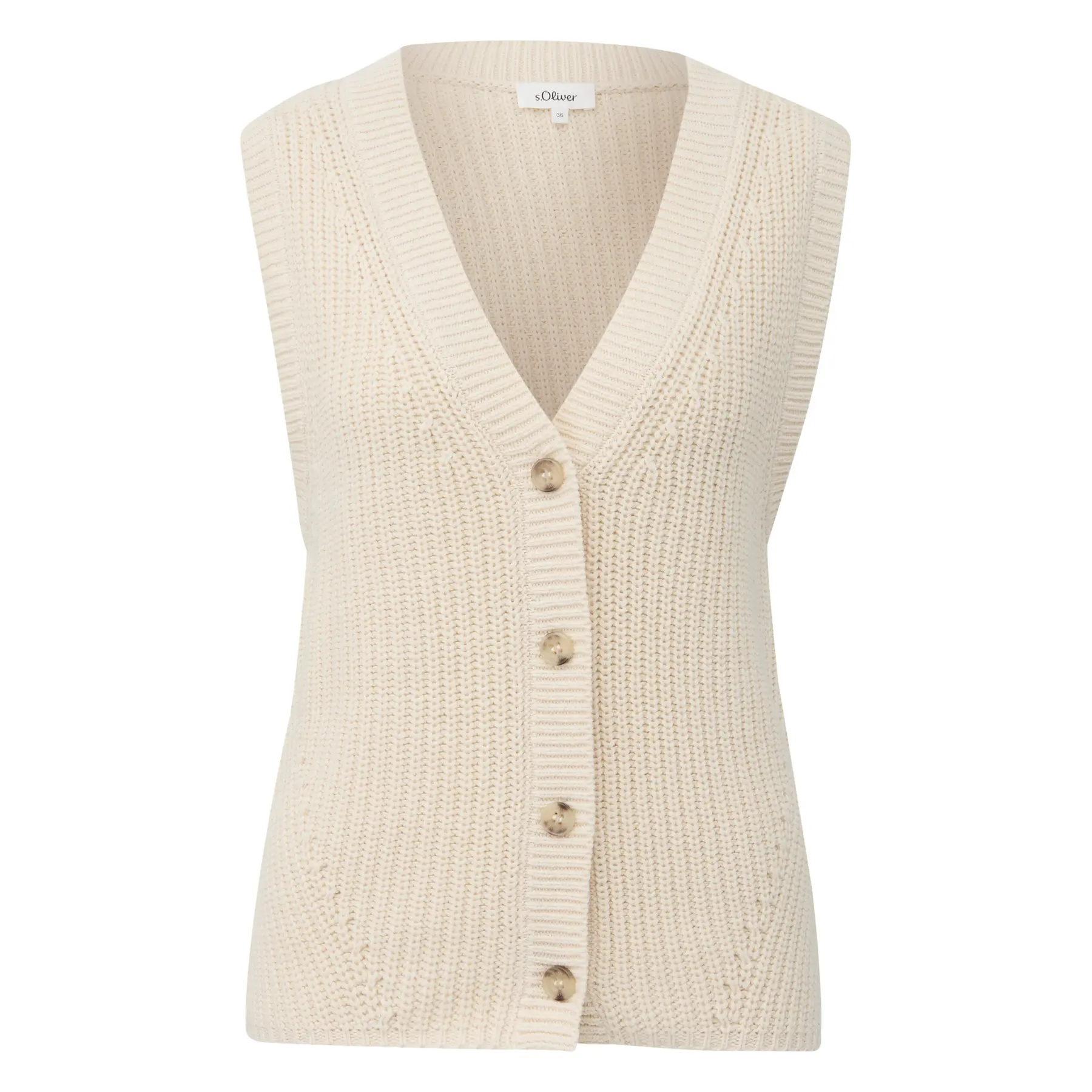 Pull in Maglia con Patta di Bottone Col V Taglio Dritto Donna
