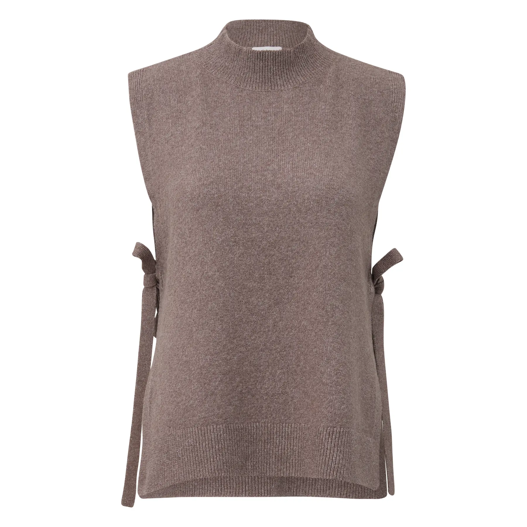 Pull con col alto e cintura annodata donna