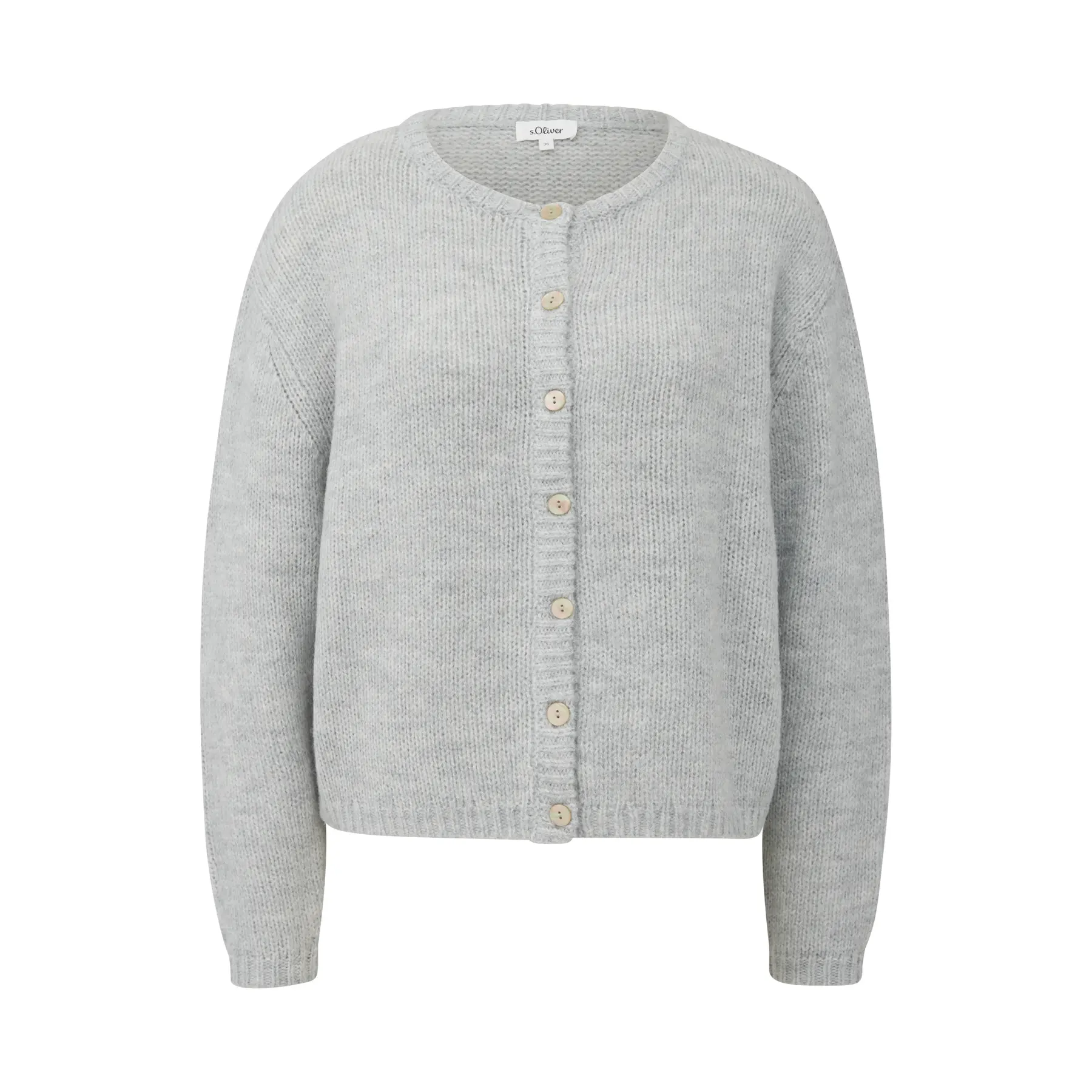 Damen Cardigan mit Rundhalsausschnitt und Knopfleiste locker geschnitten mittellang s.Oliver