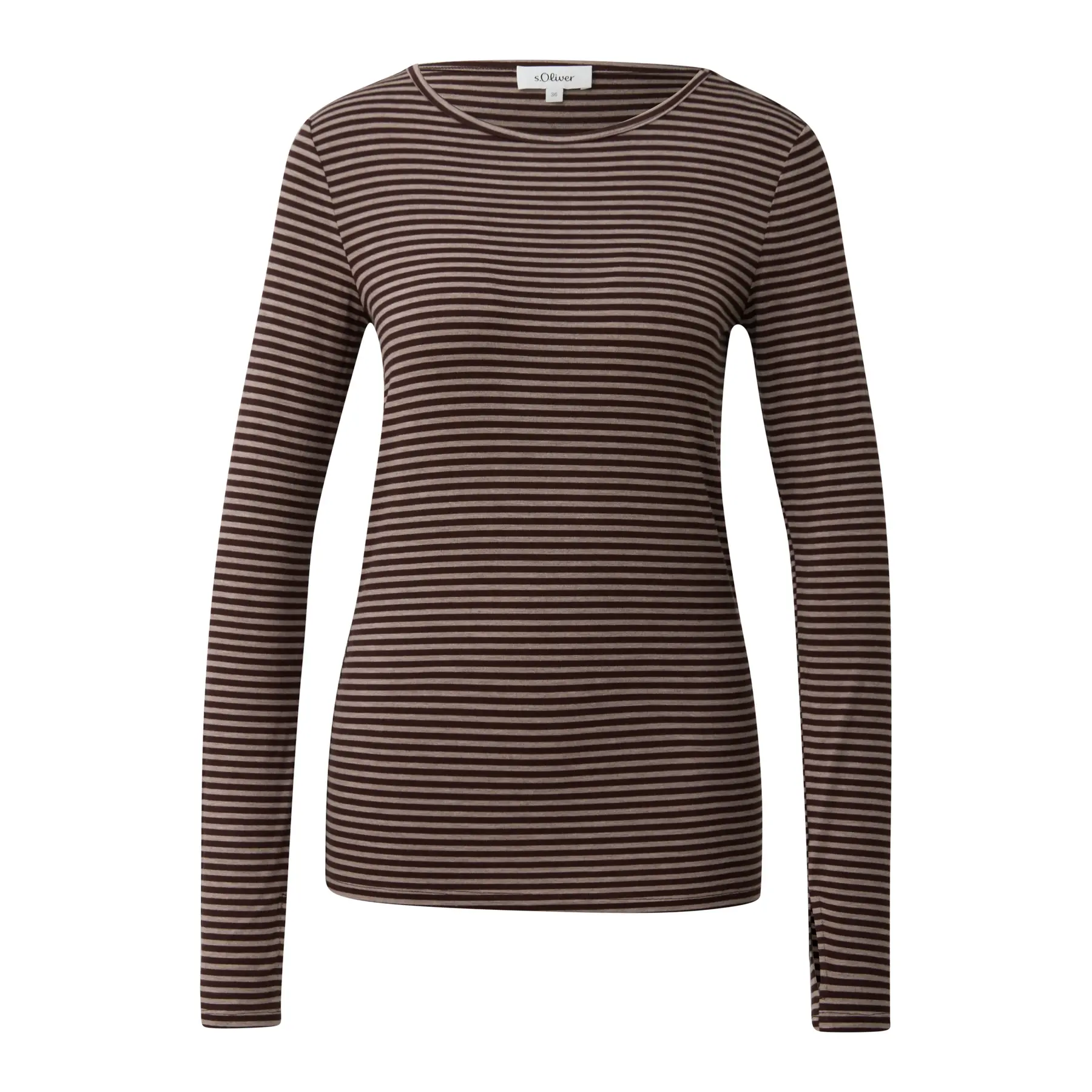 T-shirt a maniche lunghe slim fit in jersey morbido girocollo a righe donna