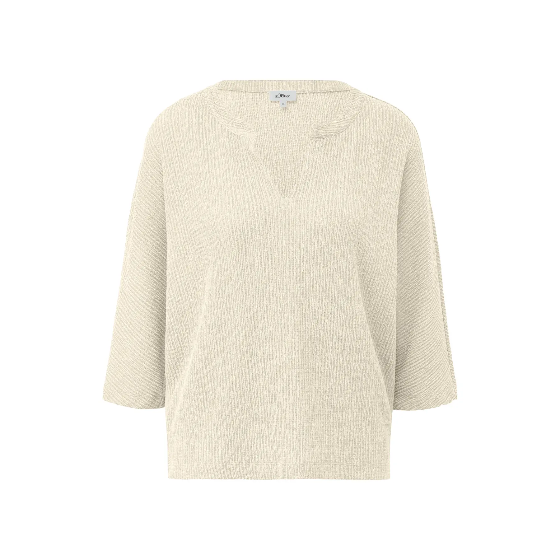 T-shirt a Maniche a Pipistrello 3/4 Taglio Casual Coltondo Ampio Colore Mandorla Donna
