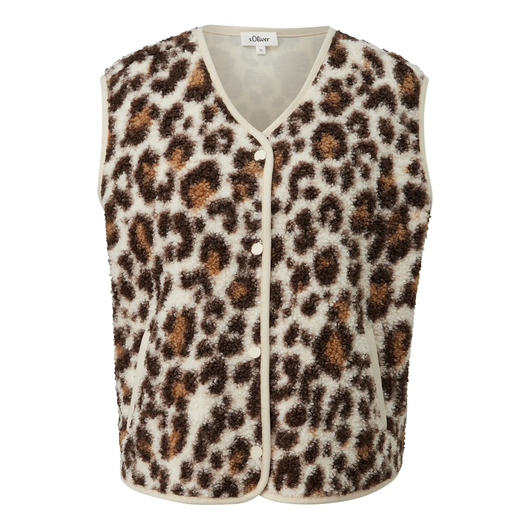 Gehäkelte Innenjacke aus weichem Plüsch, lockerer Schnitt, Damen s.Oliver
