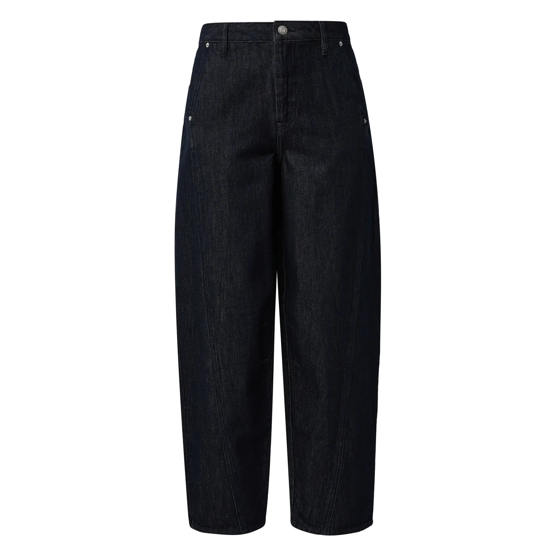 Jeans regular fit vita alta gamba a barile donna