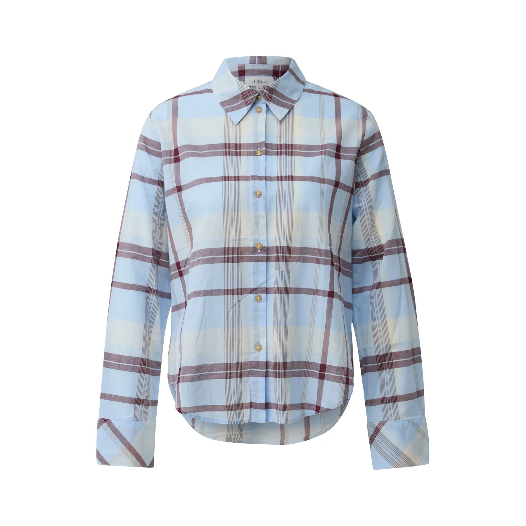 Blusa casual con collet camicia e motivo a quadri donna