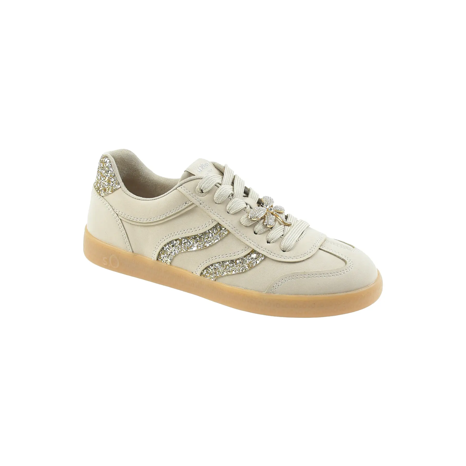 Scarpe da ginnastica in pelle con dettagli scintillanti donna