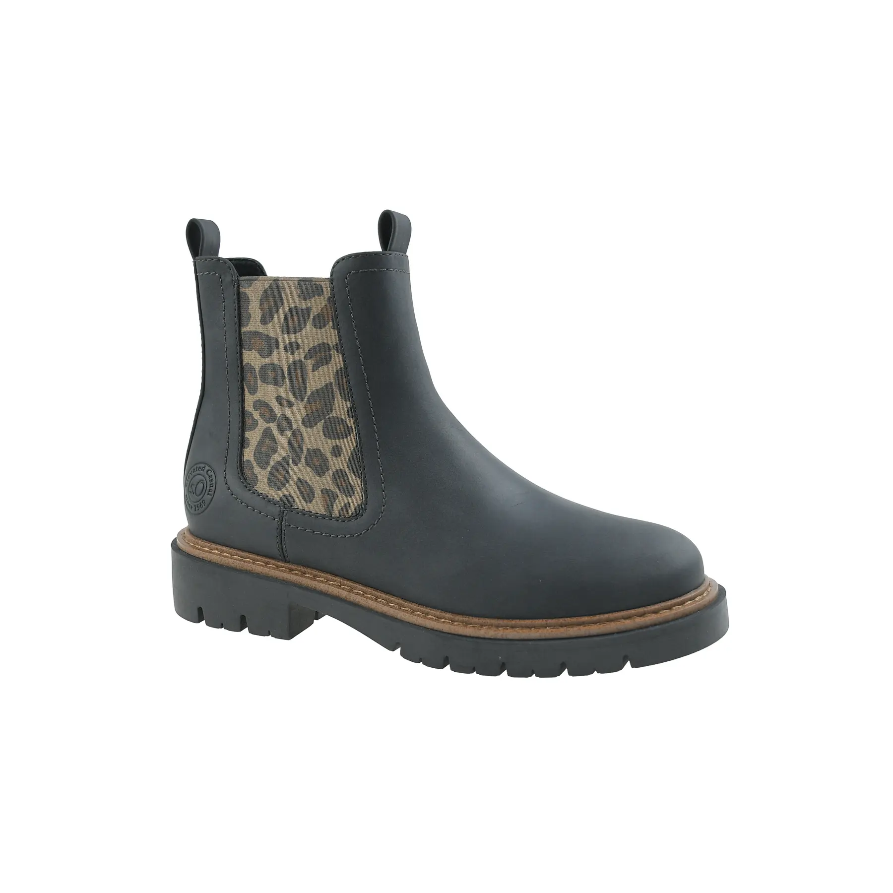 Stivaletti effetto pelle con dettaglio leopardato donna  Chelsea