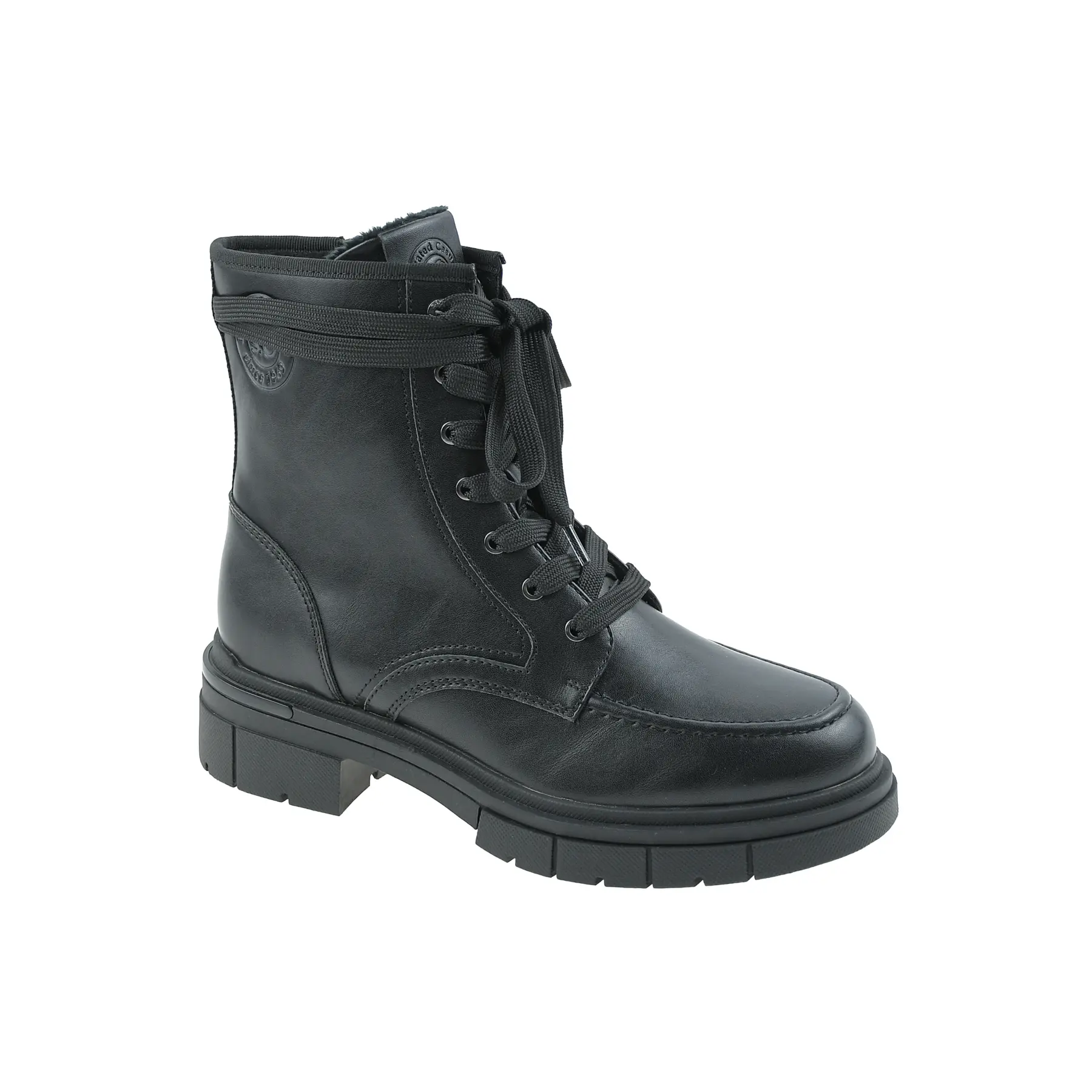 Scarpe stivali in similpelle con lacci donna