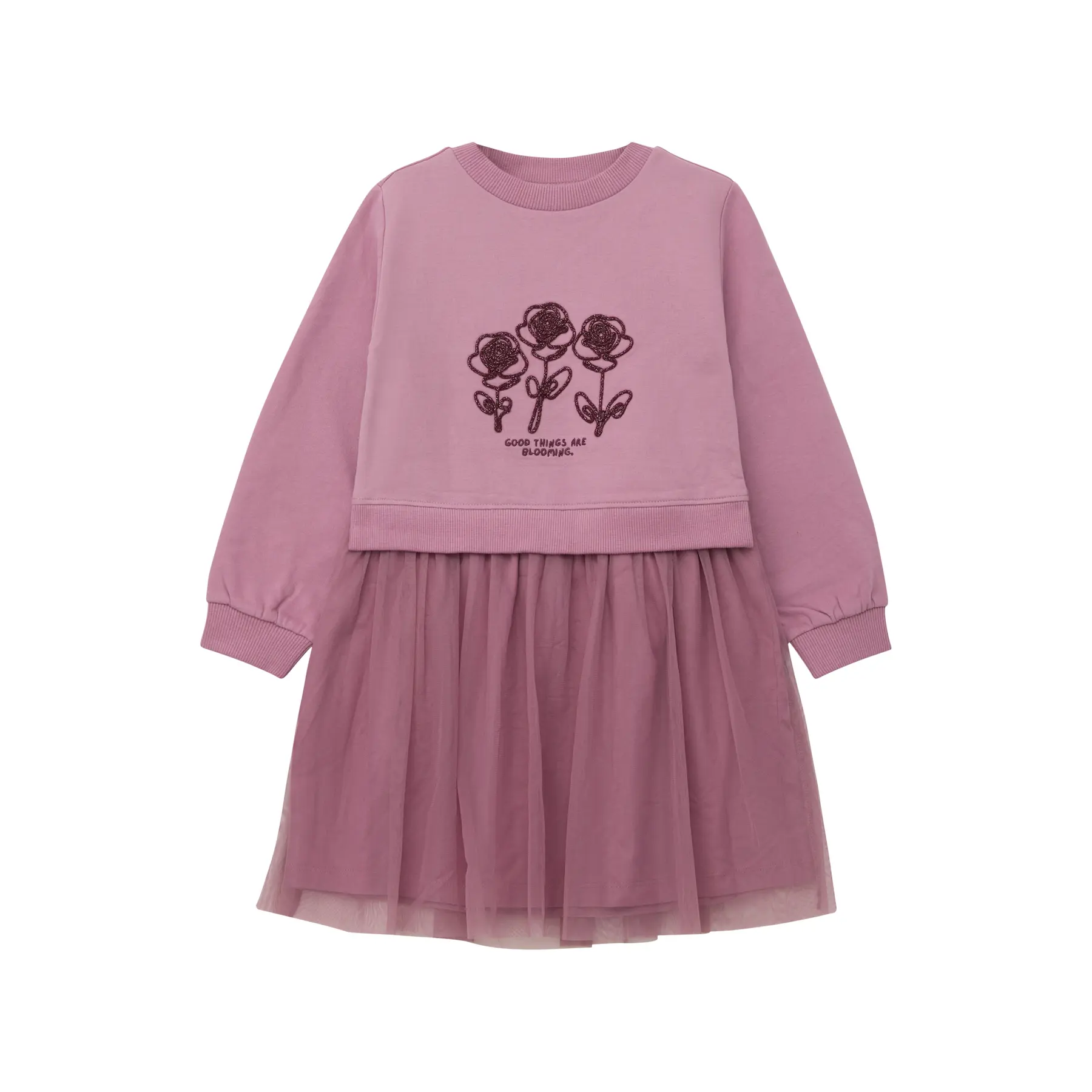 Sweatshirt jurk met glinsterende applicatie en tule rok baby meisje s.Oliver