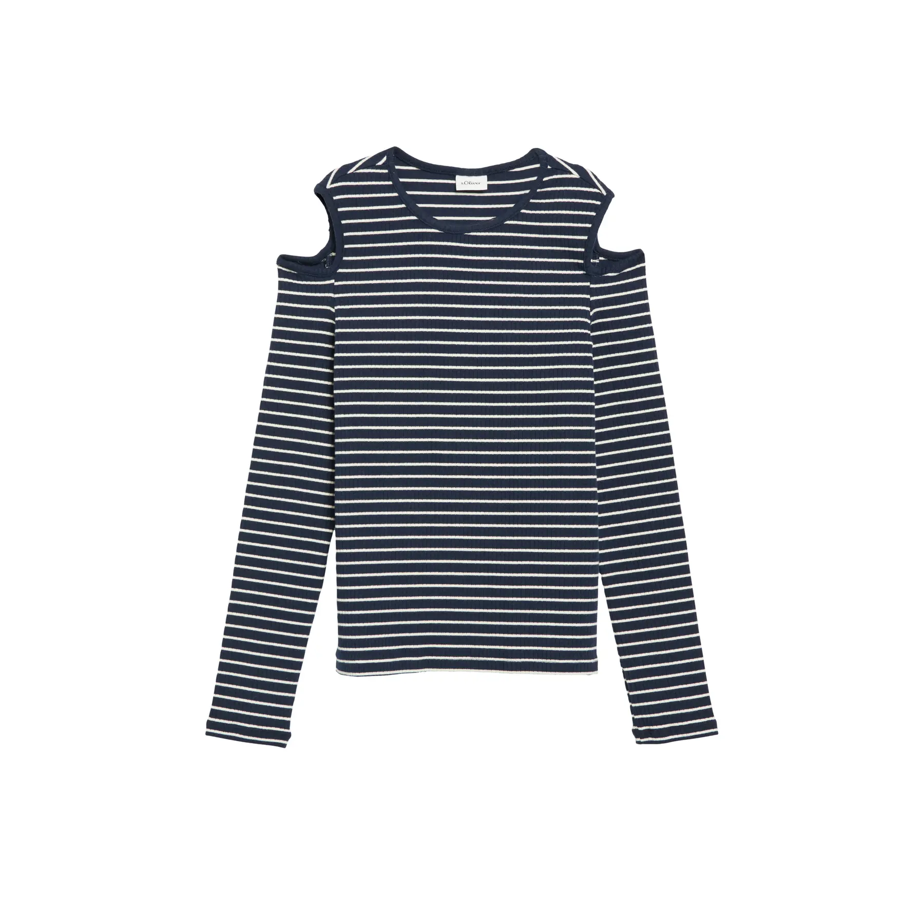 s.Oliver - female - Zacht geribbeld shirt met uitsnijding in slim fit