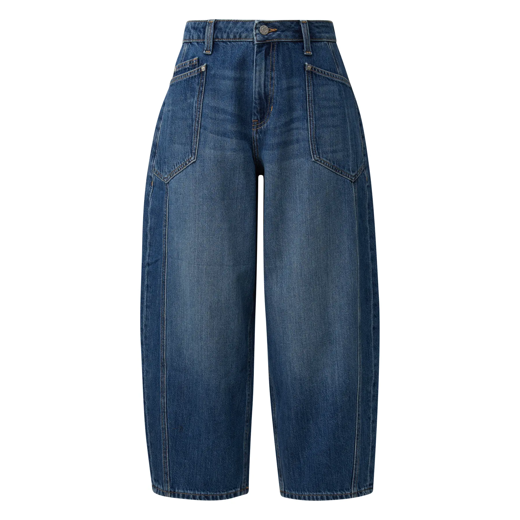 Jeans Relaxed Fit vita alta gamba a barile donna
