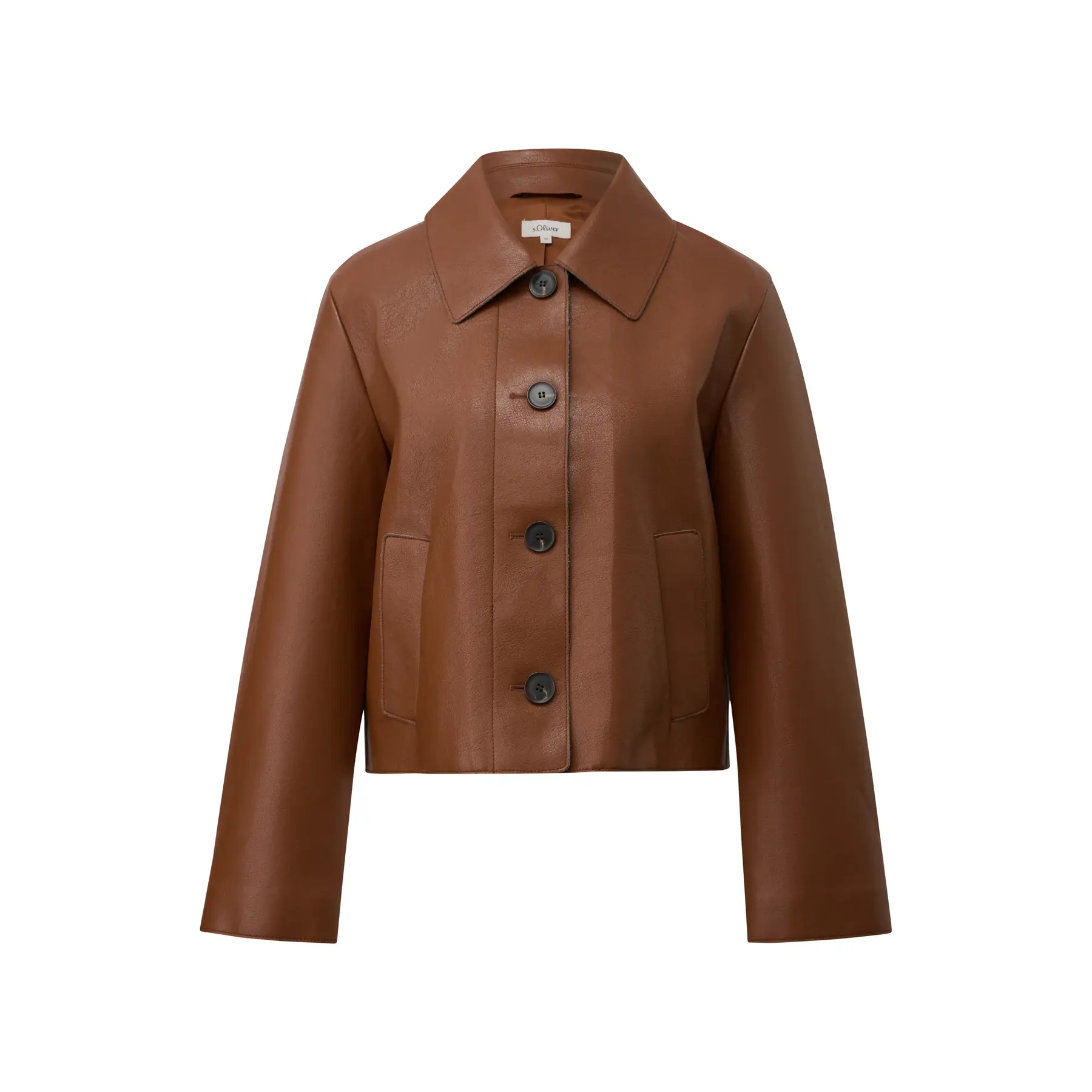Karree Lederimitat Jacke mit Hemdkragen in Karamell für Damen s.Oliver