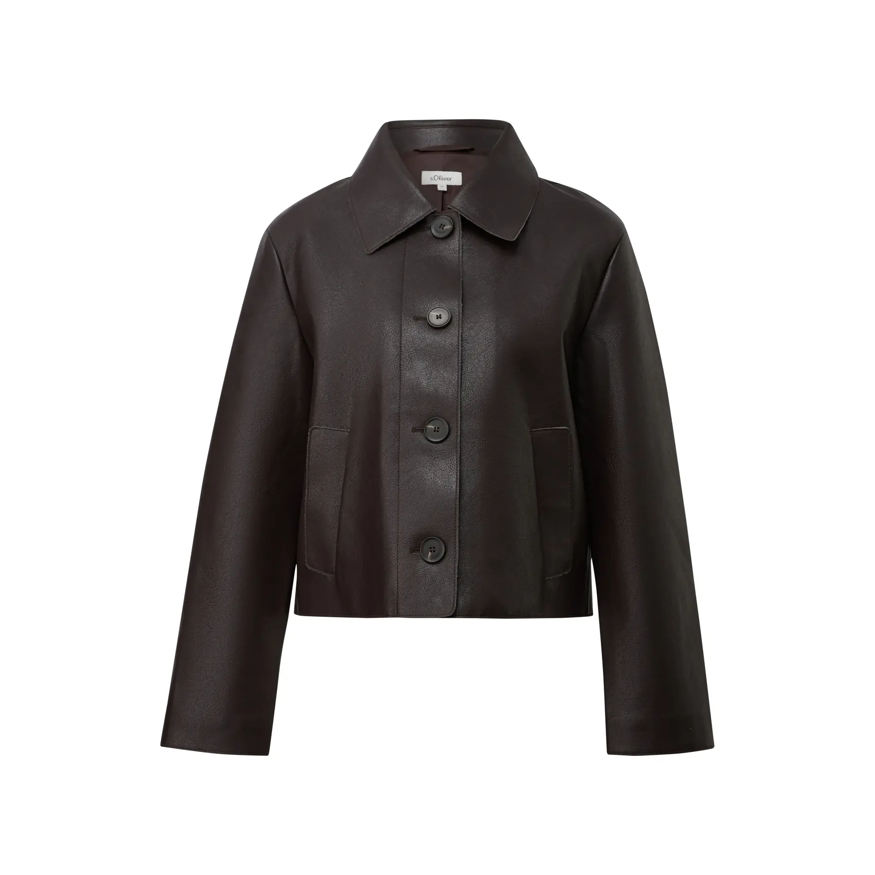 Nappa Kunstlederjacke mit Hemdkragen gerade geschnitten bitter Damen s.Oliver