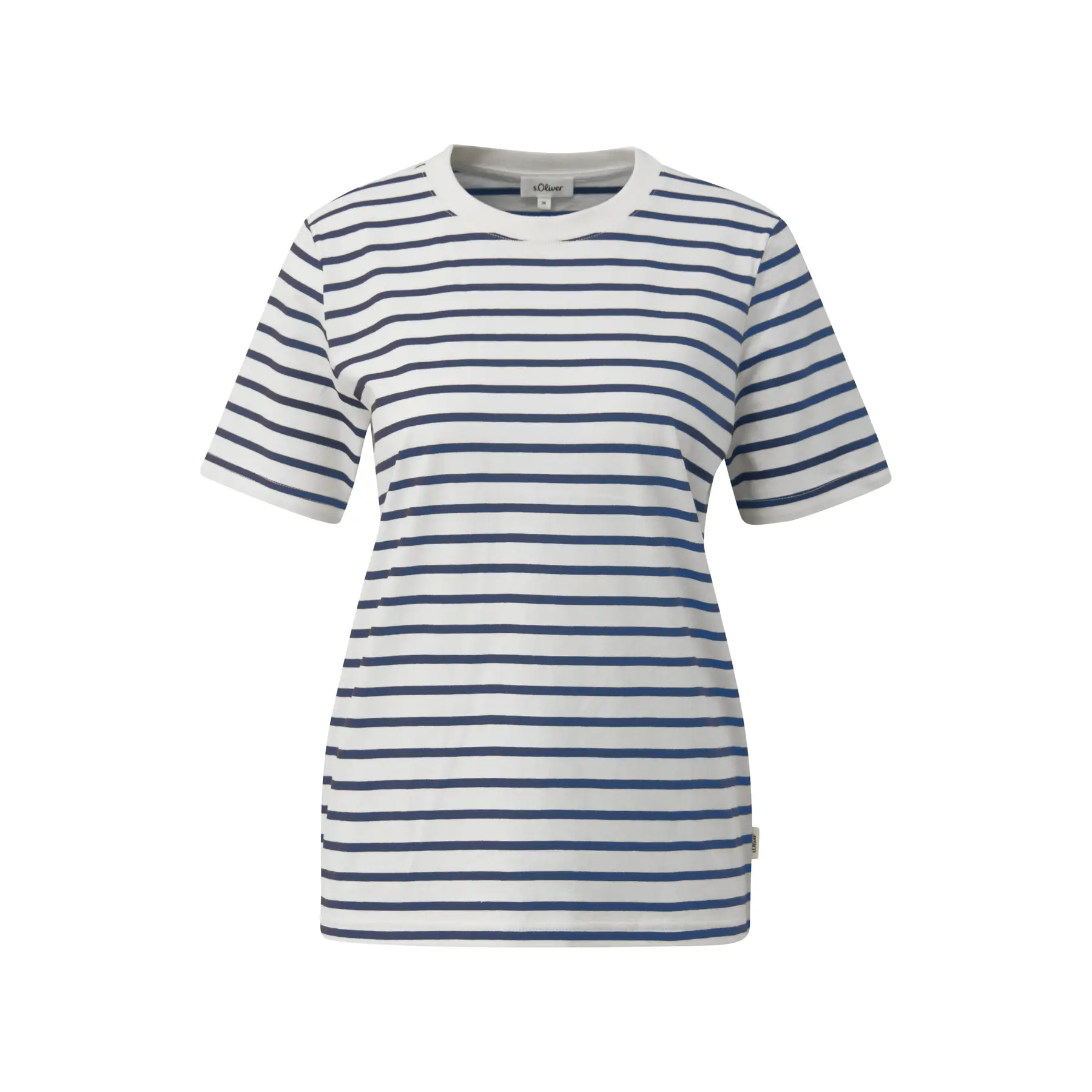 T-shirt a righe con collo rotondo donna