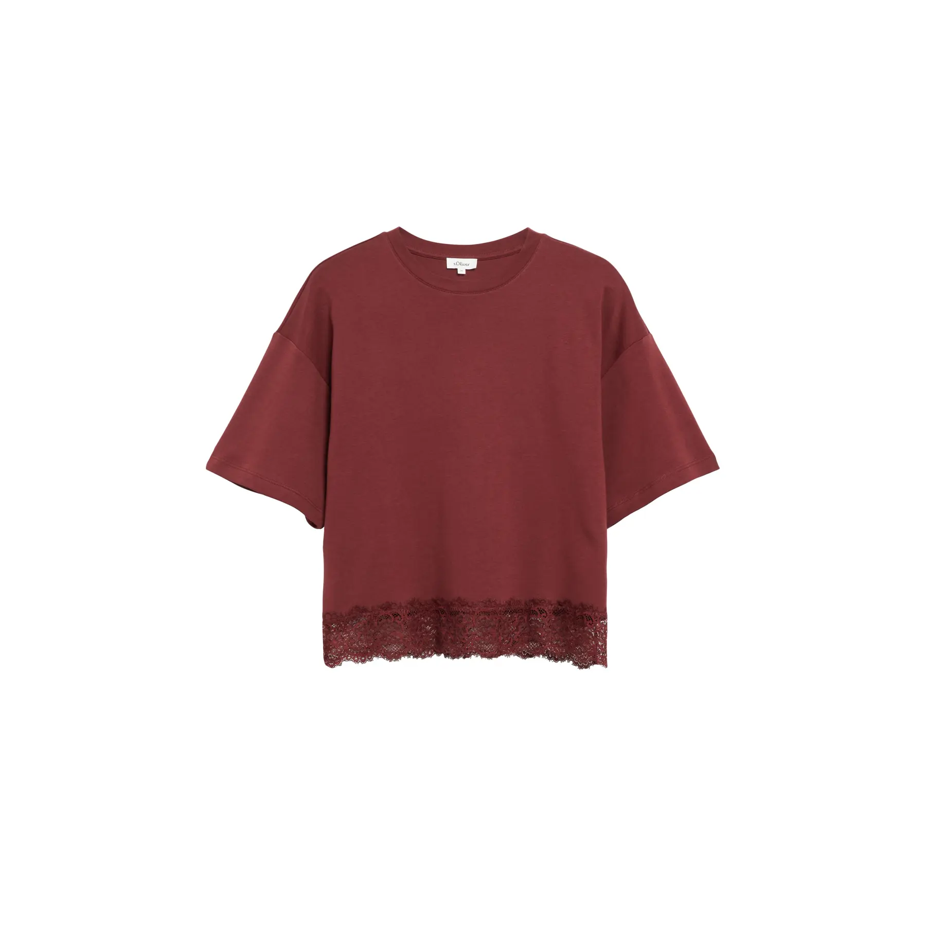 Damen T-Shirt mit gekreuzten Ärmeln und Spitzenrand s.Oliver