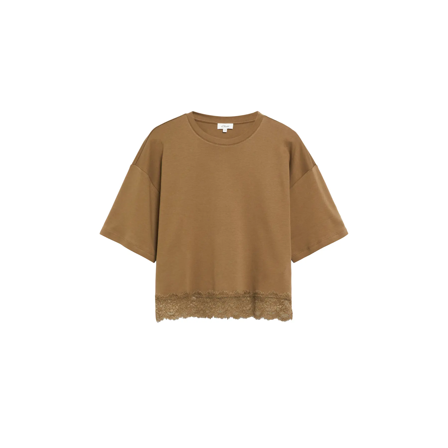 Damen T-Shirt mit gekreuzten Ärmeln und Spitzenrand s.Oliver