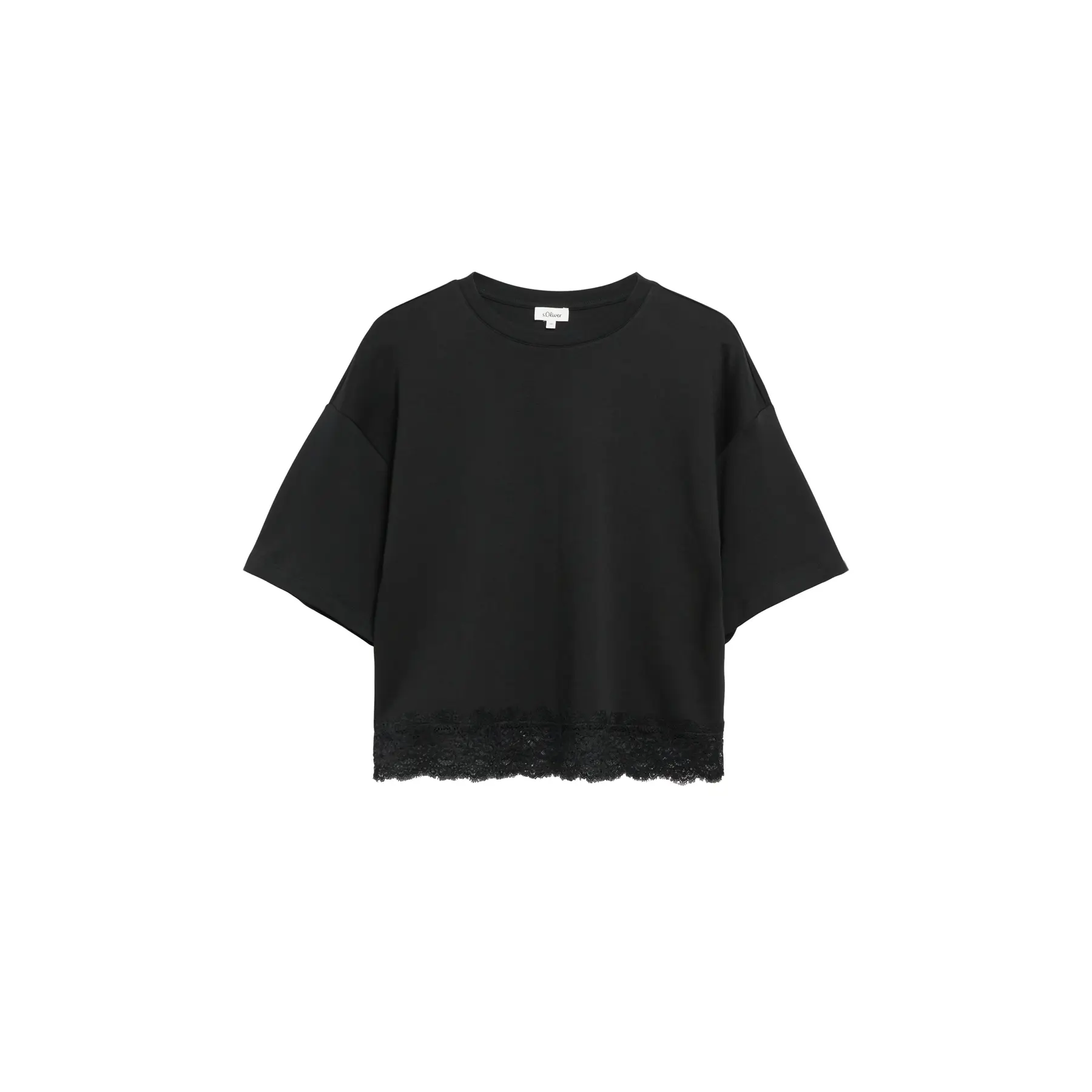 Damen T-Shirt mit gekreuzten Ärmeln und Spitzenrand s.Oliver