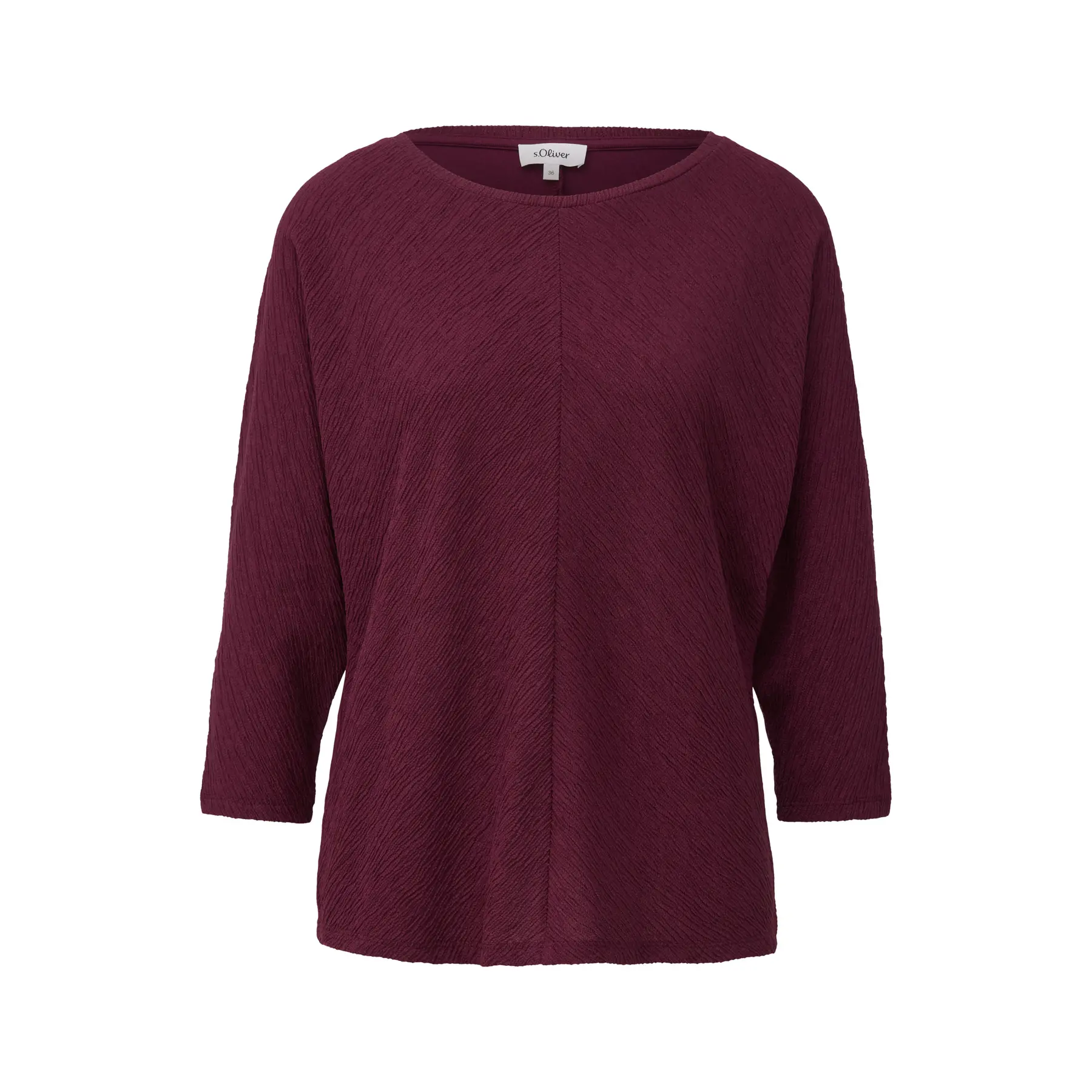 T-shirt con scollatura a barca e maniche a pipistrello 3/4 donna