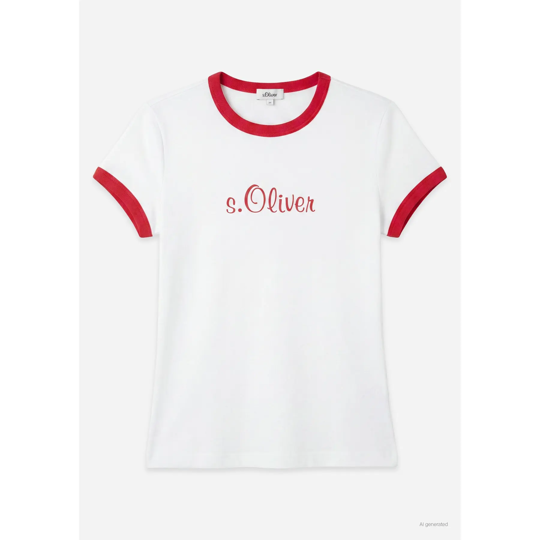T-shirt aderente con orlo a contrasto e logo donna