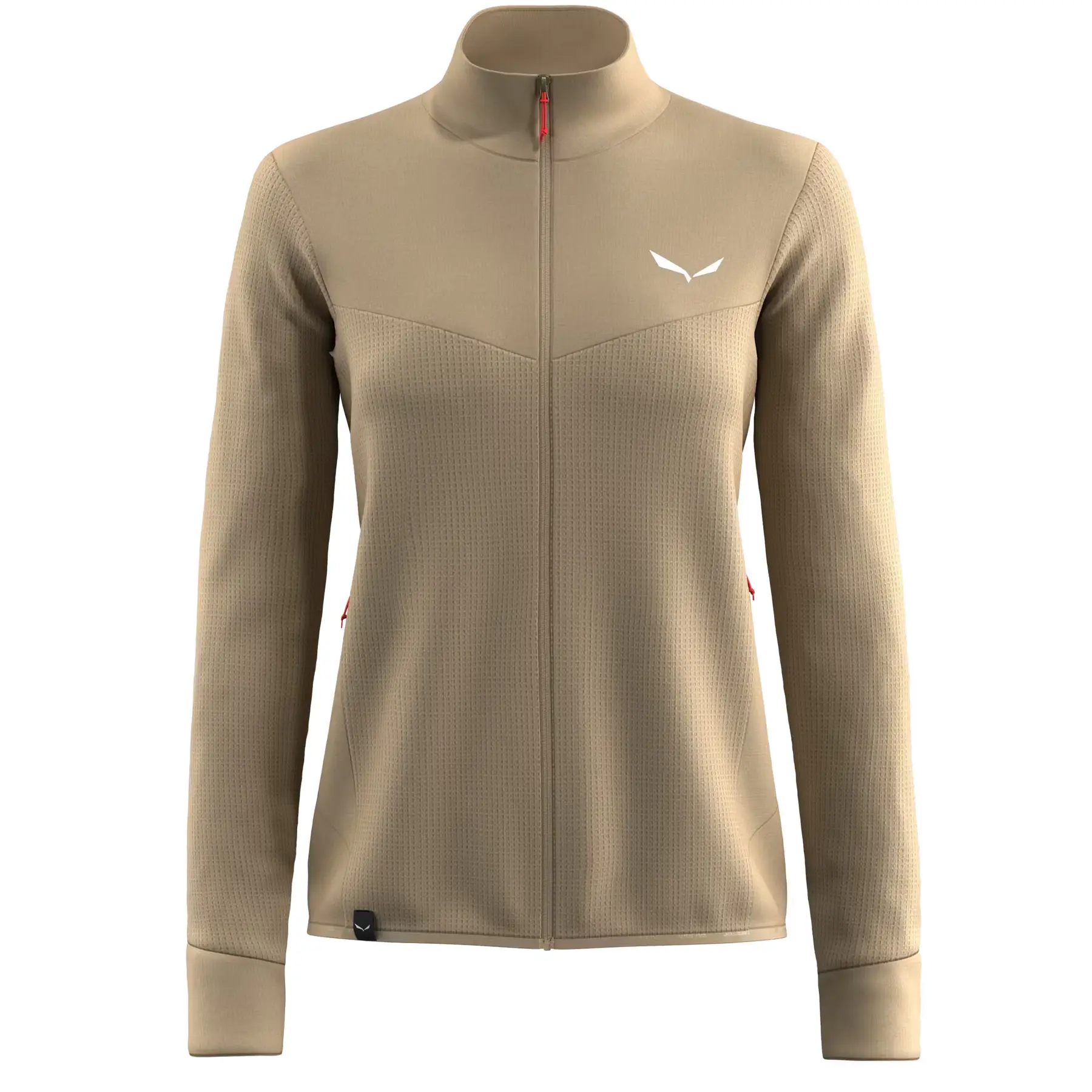 Salewa Women's Beige Full Zip Hiking Jacket Puez Waffle Hyb Pl