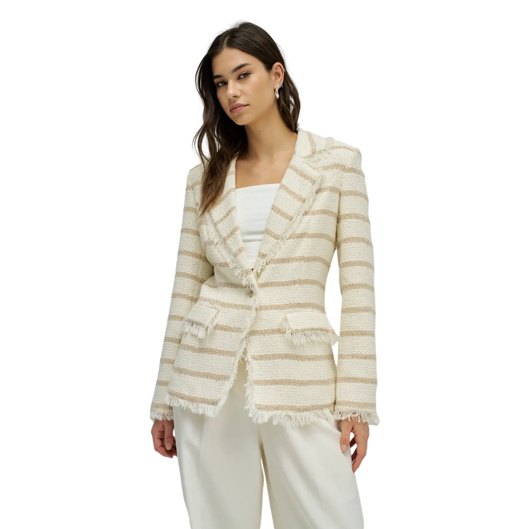 Blazer in tweed a righe donna