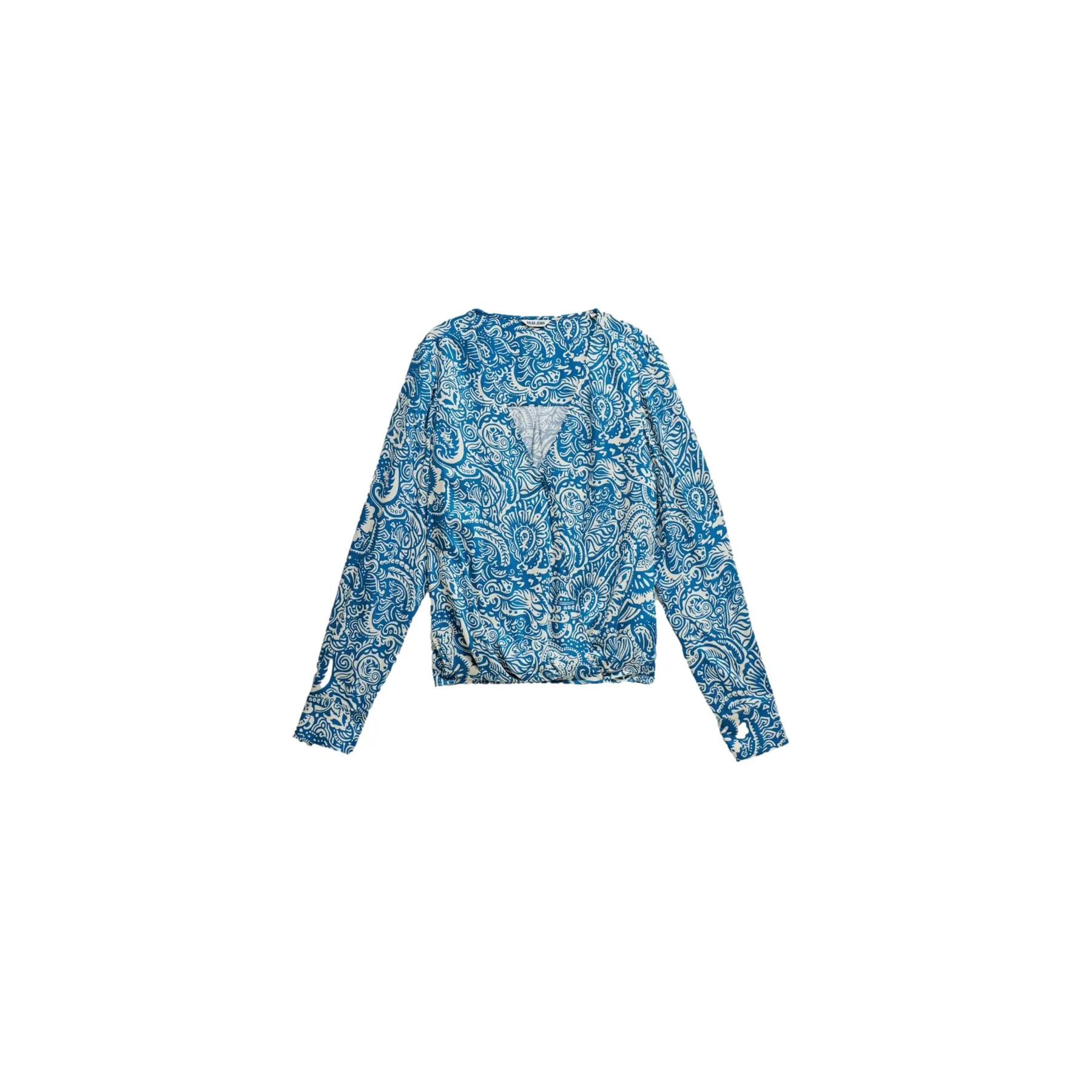 Blusa satinata con motivo donna