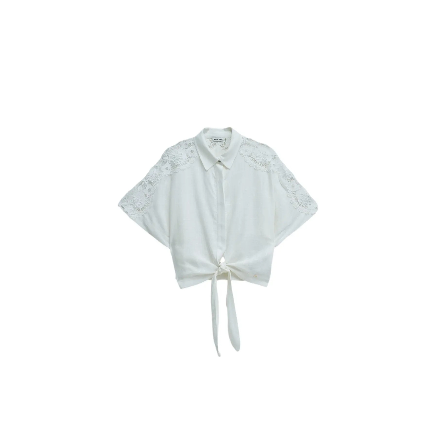 Blusa in pizzo e lino donna