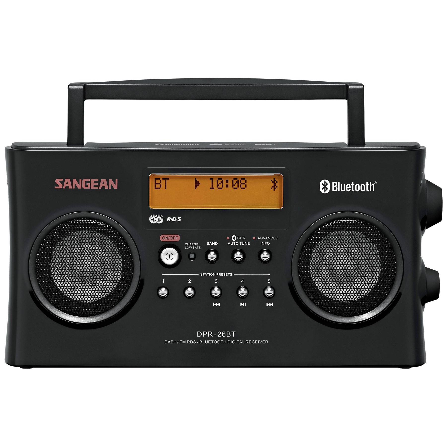 4711317993287 - DPR-26 bt Kofferradio dab+ ukw aux Bluetooth® Akku-Ladefunktion Schwarz - Sangean