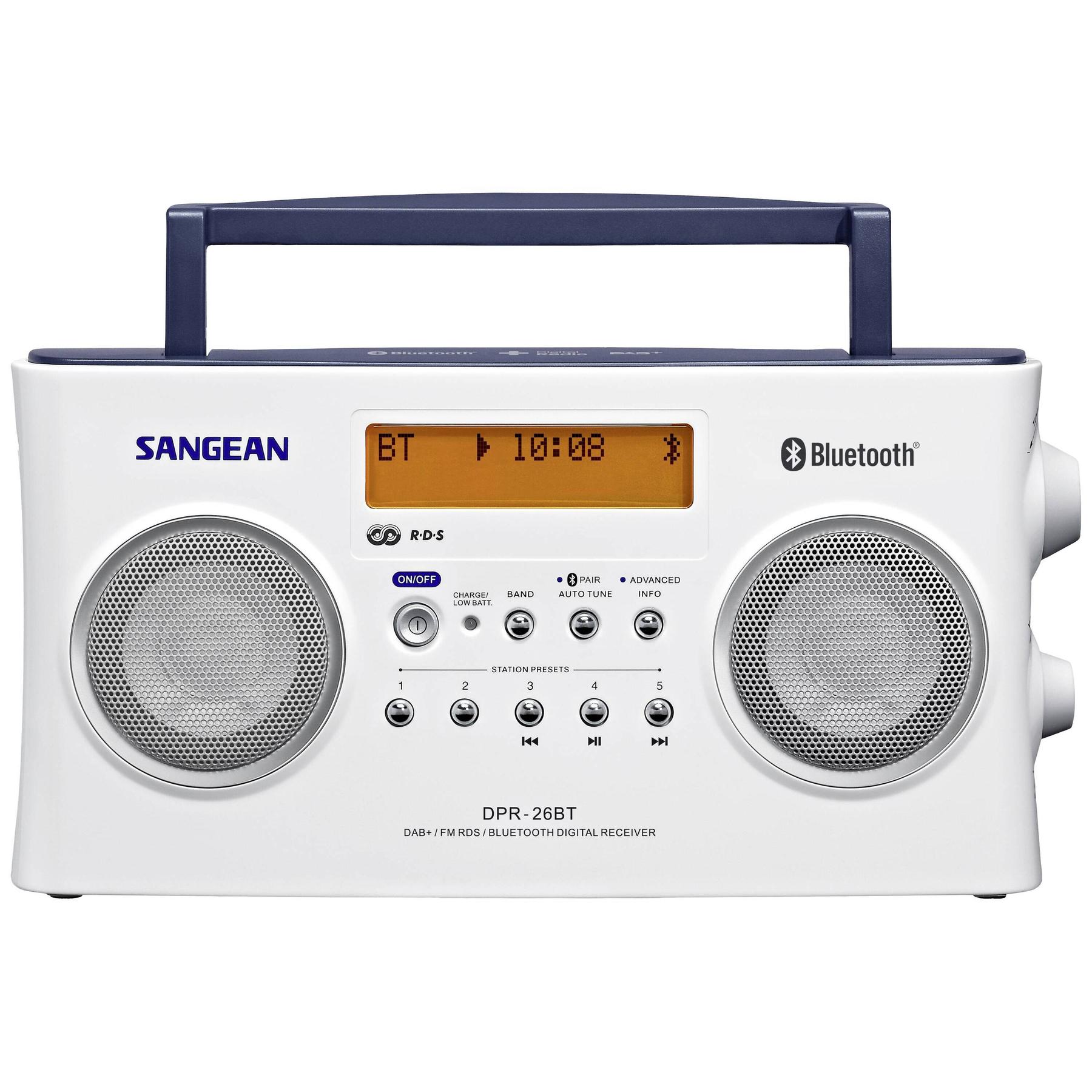 4711317993133 - DPR-26 BT Kofferradio DAB+ UKW AUX Bluetooth® Akku-Ladefunktion Weiß - Sangean