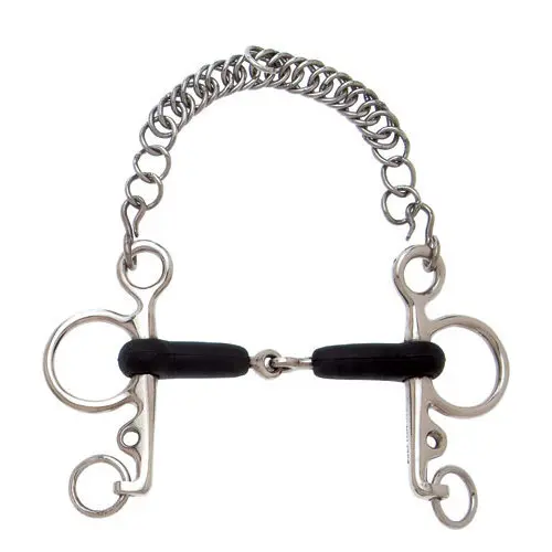 Mors pelham pour cheval à embouchure articulée en caoutchouc Sefton