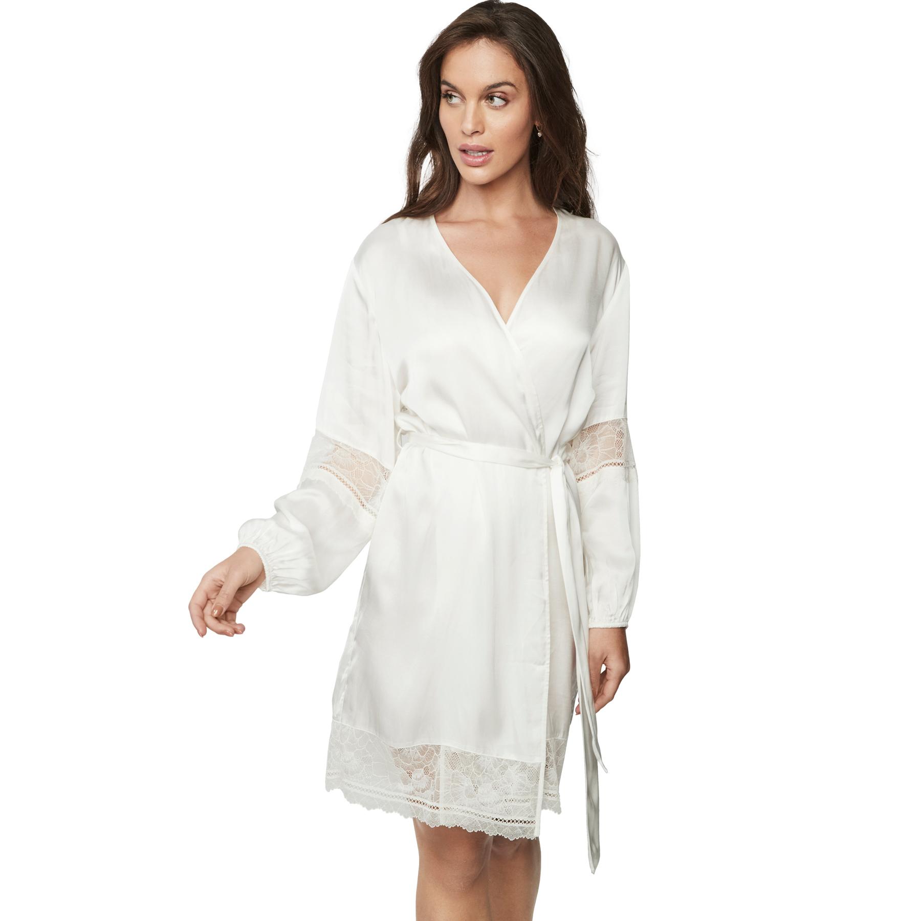 Robe da notte con maniche lunghe in satin per donna  Agatha Mariage