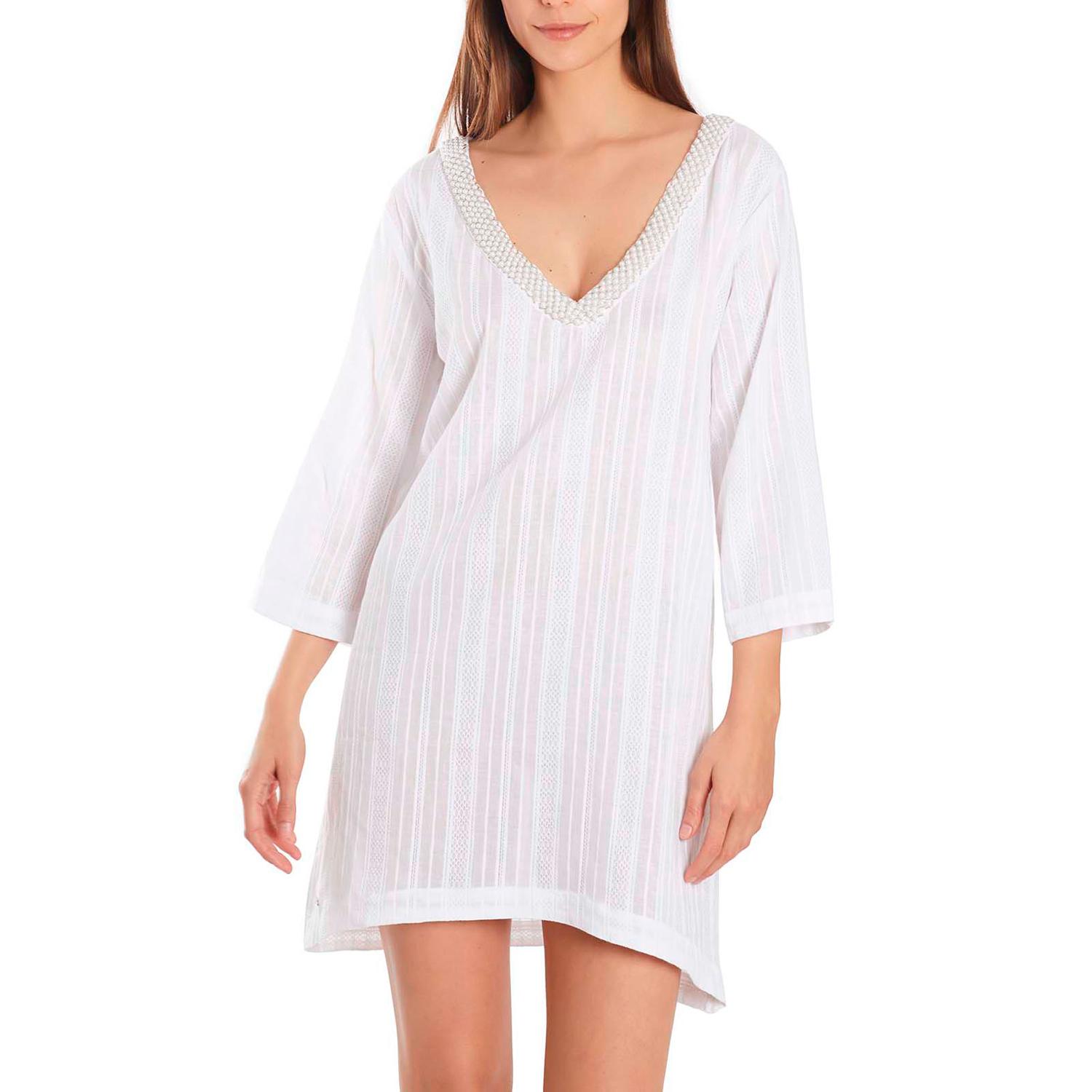 8445073055526 - Damen Caftan mit drei Viertelärmeln und Perlen Selmark