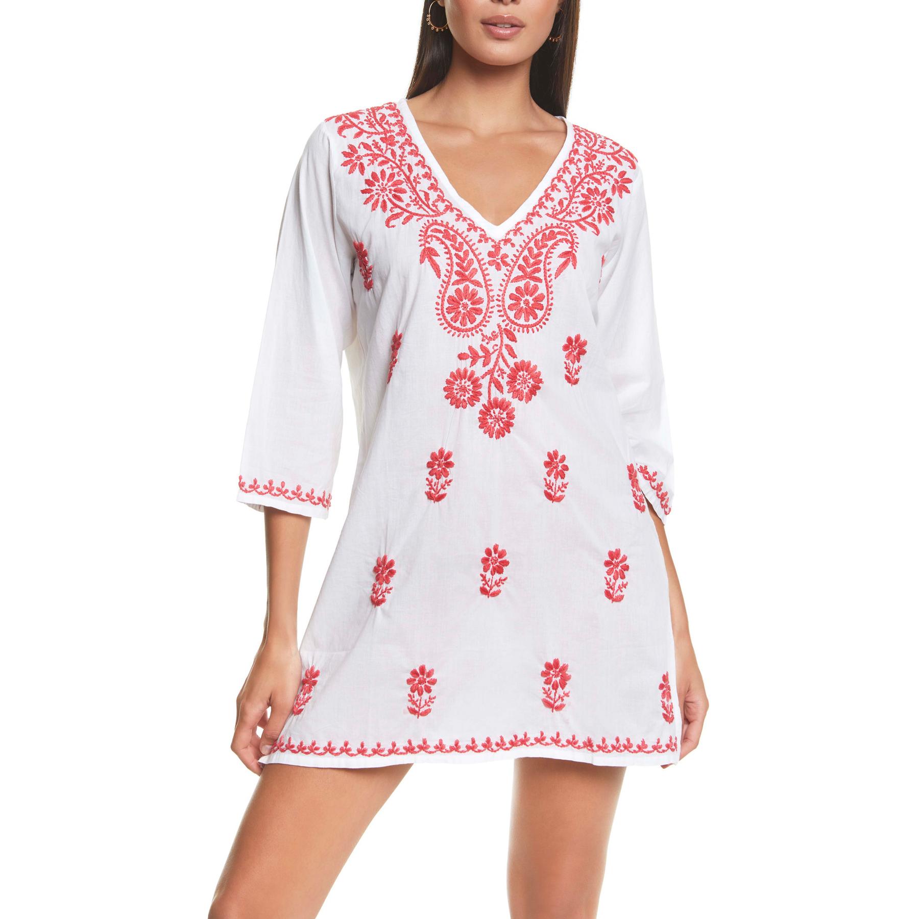 8445073159002 - Kurze gestickte Strandtunika für Frauen Complementos