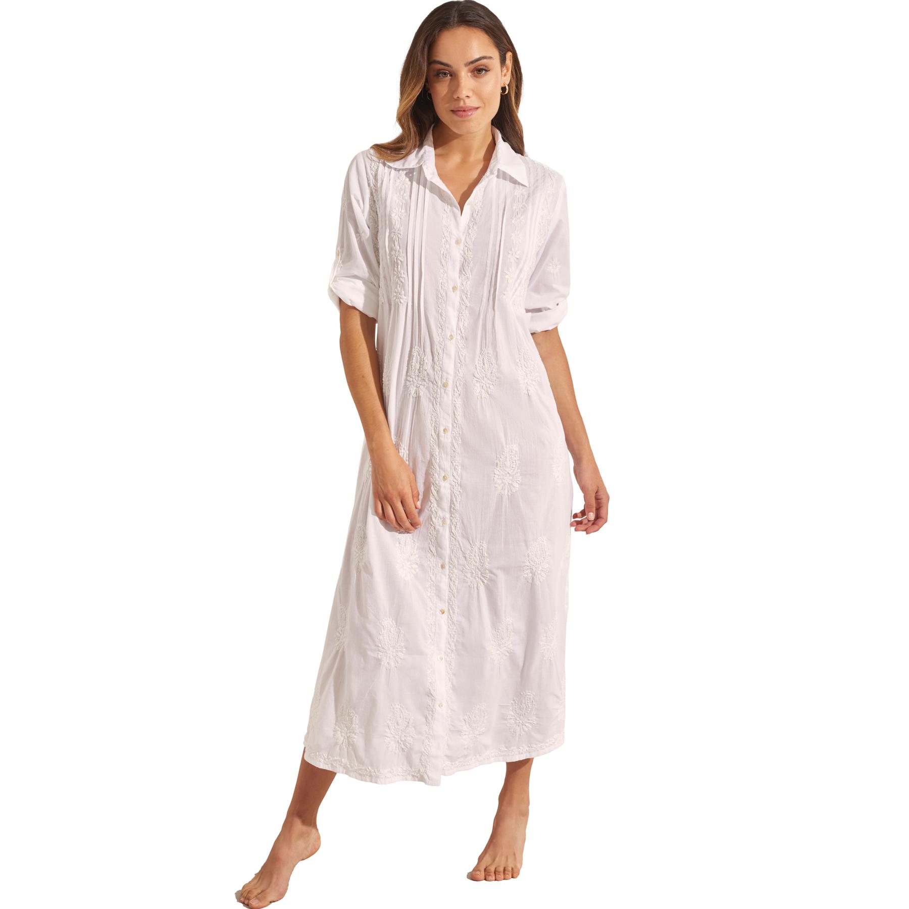 8445073869116 - Lange Blusen Kleid mit drei Viertel Ärmeln für Damen Complementos