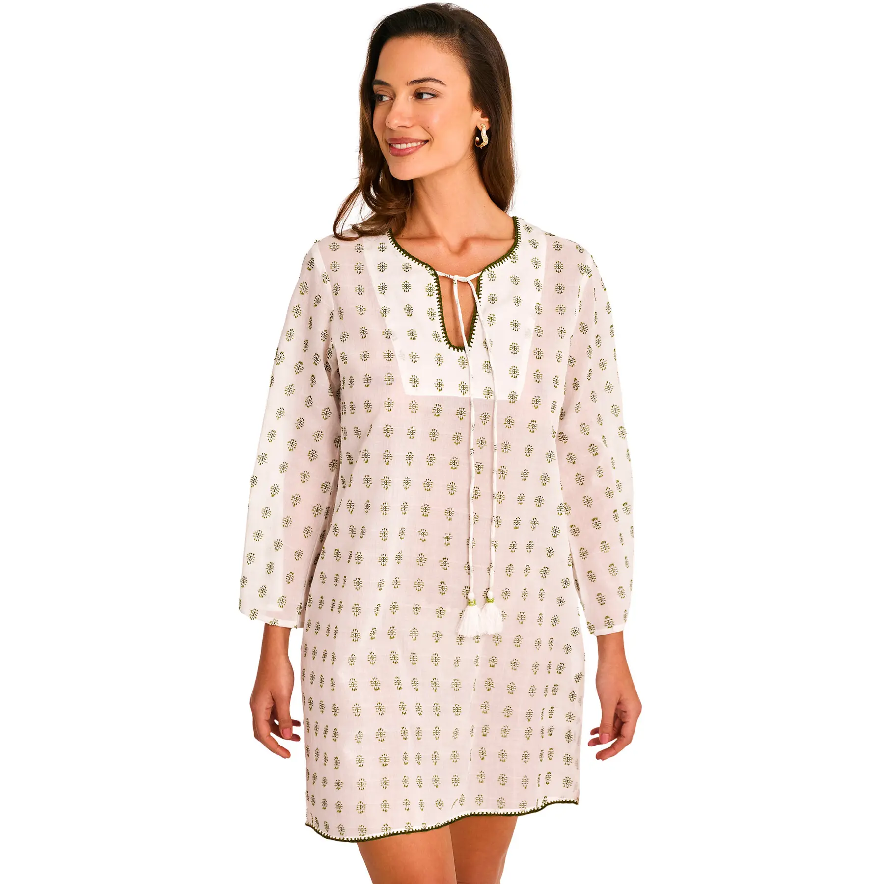 Image of Besticktes Sommerkleid mit langen Ärmeln Damen Selmark Complementos