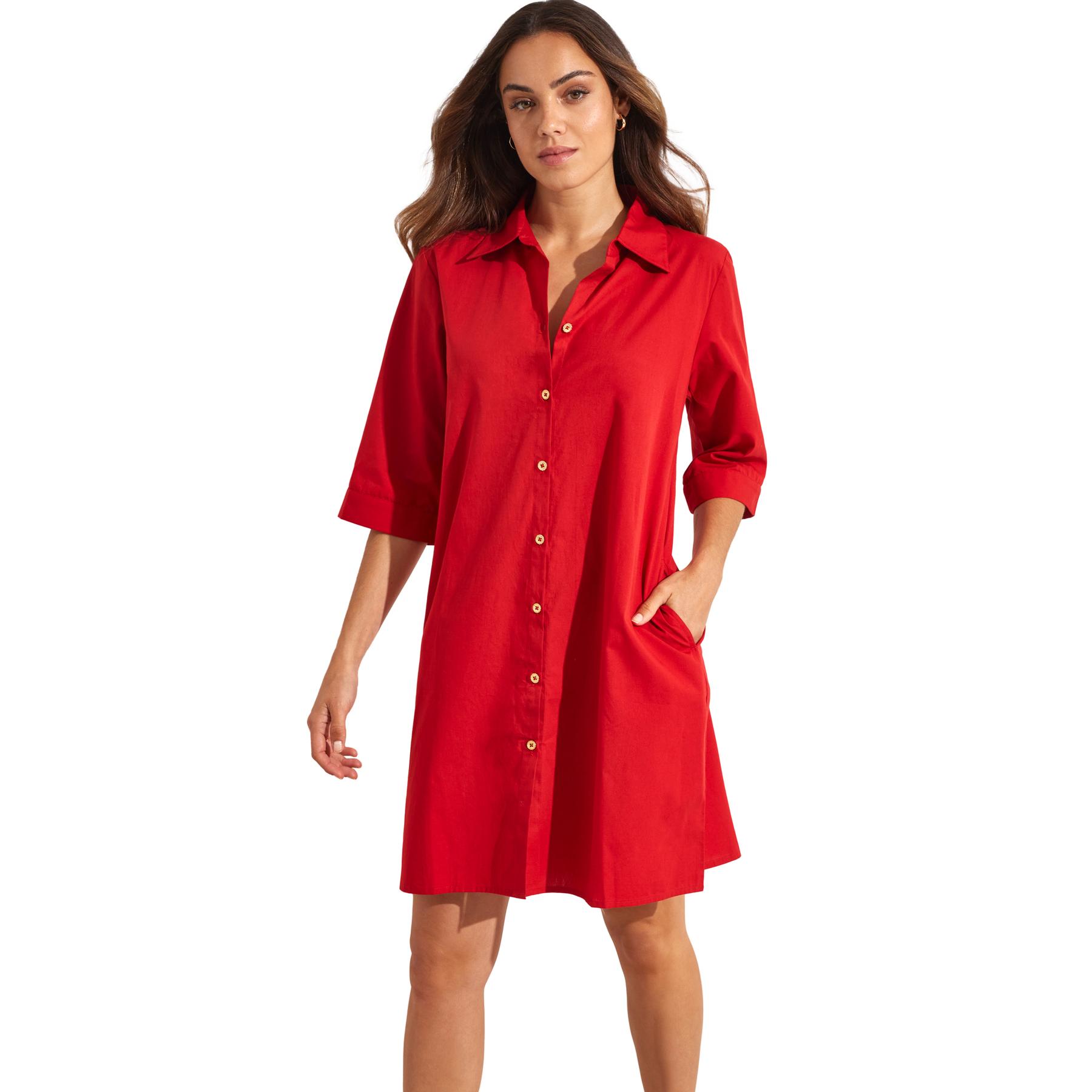 8445073866764 - Sommerhemdkleid mit halblangen Ärmeln für Frauen Atlantis