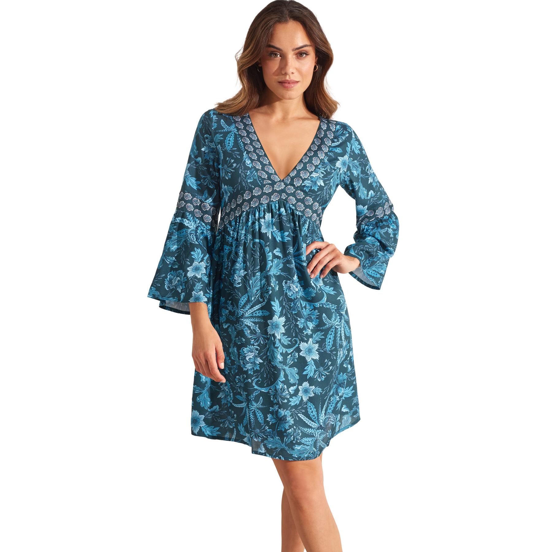 8445073867327 - Damen Sommerkleid mit Dreiviertelärmeln Acanthus