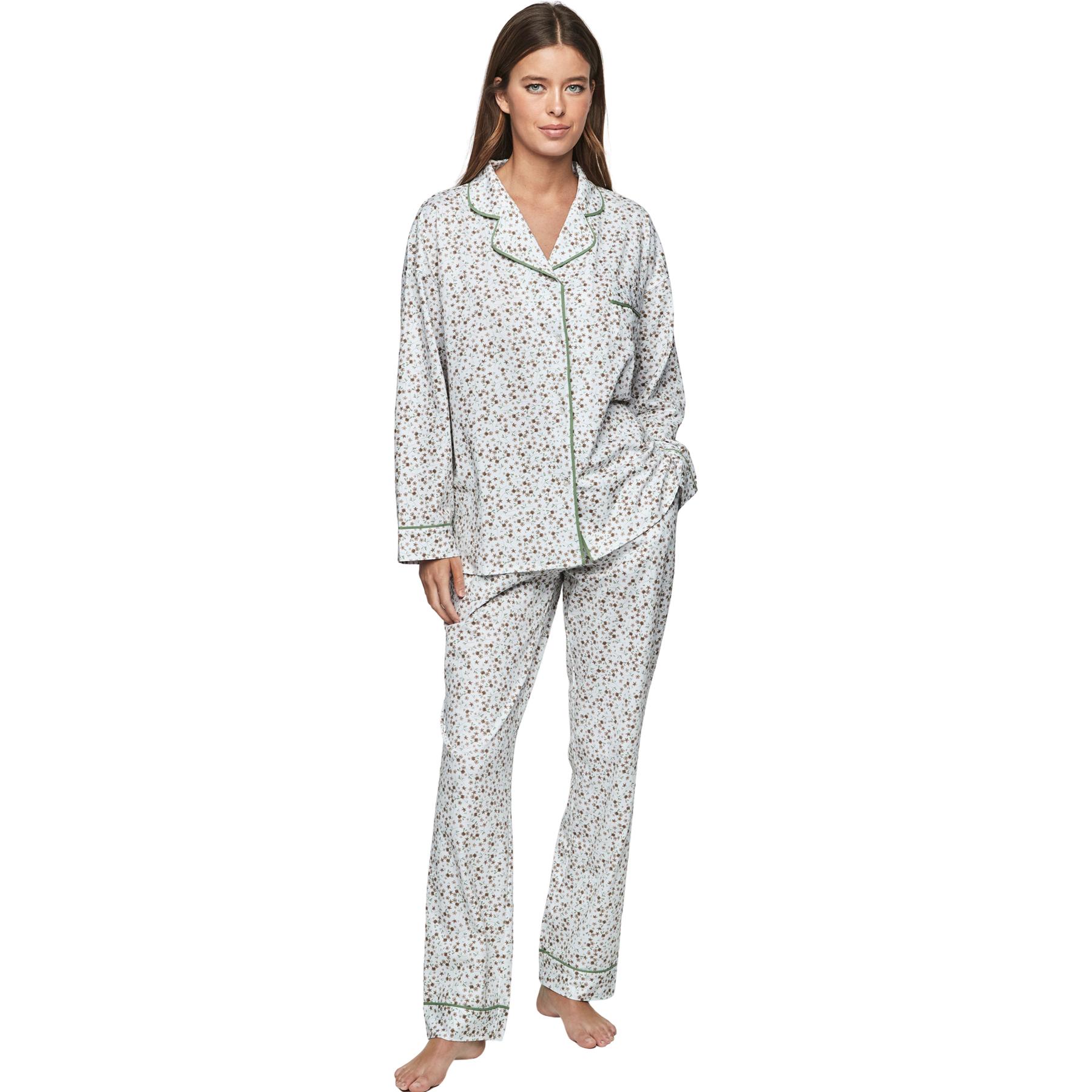 Pigiama pantalone e camicia a maniche lunghe donna  P111 Preppy