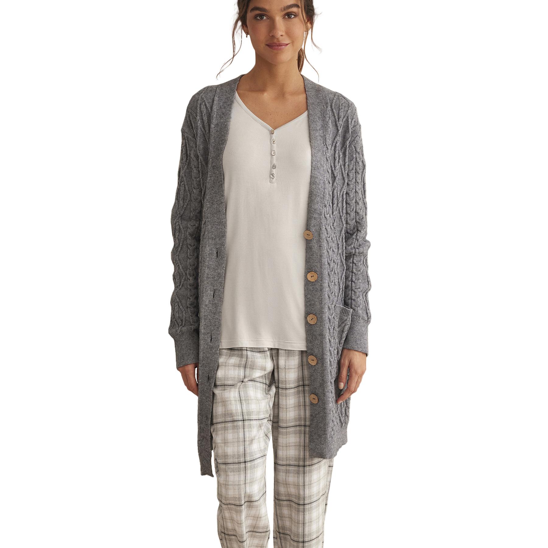 8445073848012 - Damen Cardigan mit Knopfleiste für drinnen Complementos