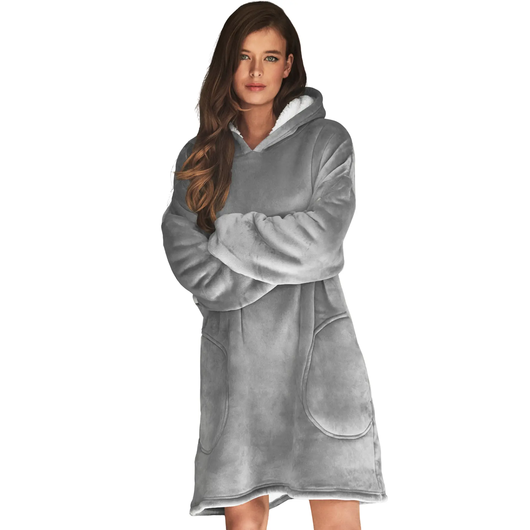 8445073922972 - Damen Kapuzenponcho Sweatshirt Pc1 Style Add